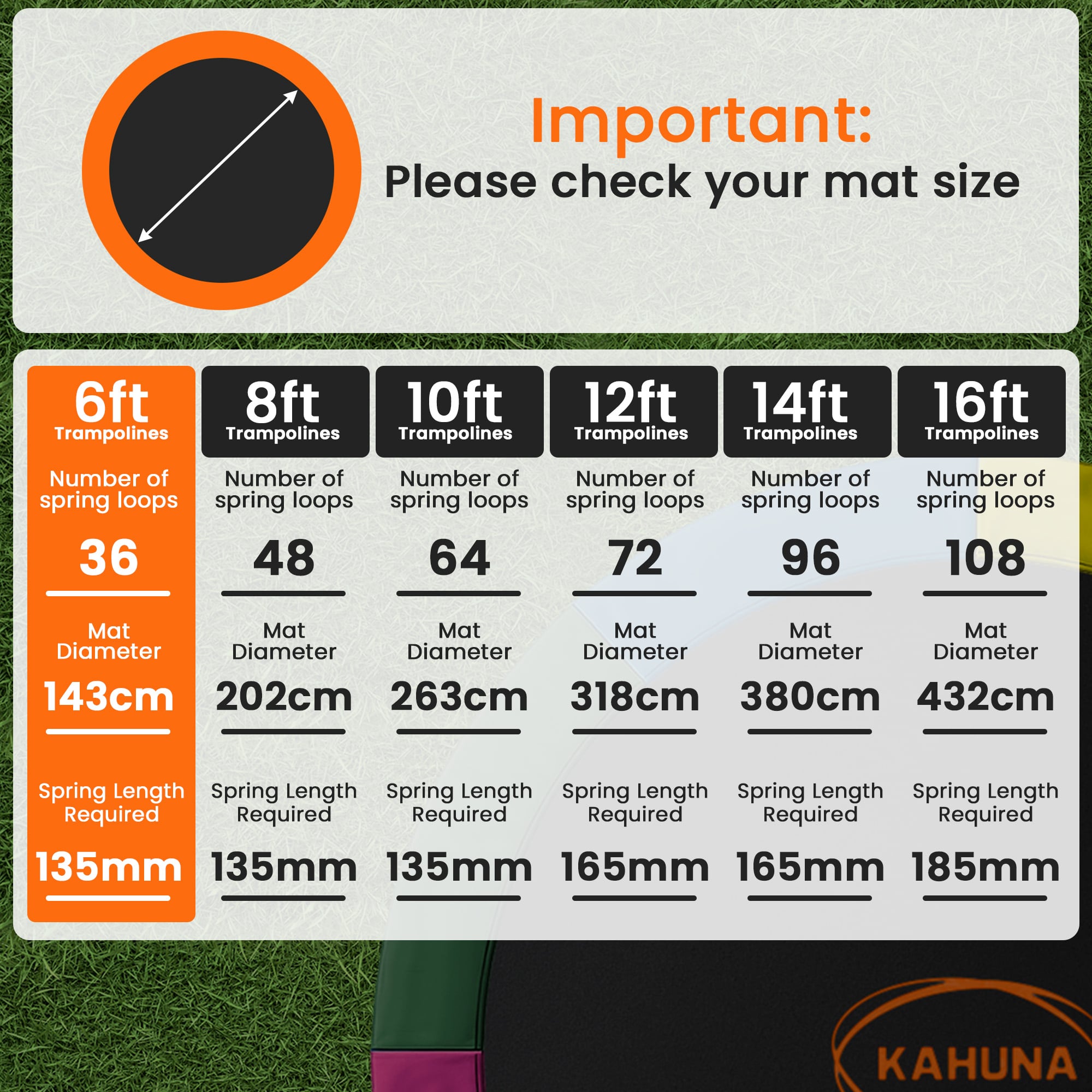 Kahuna 6ft Trampoline Replacememnt Safety Pad Cover and Spring Jumping Bounce Mat Rainbow - Image 7