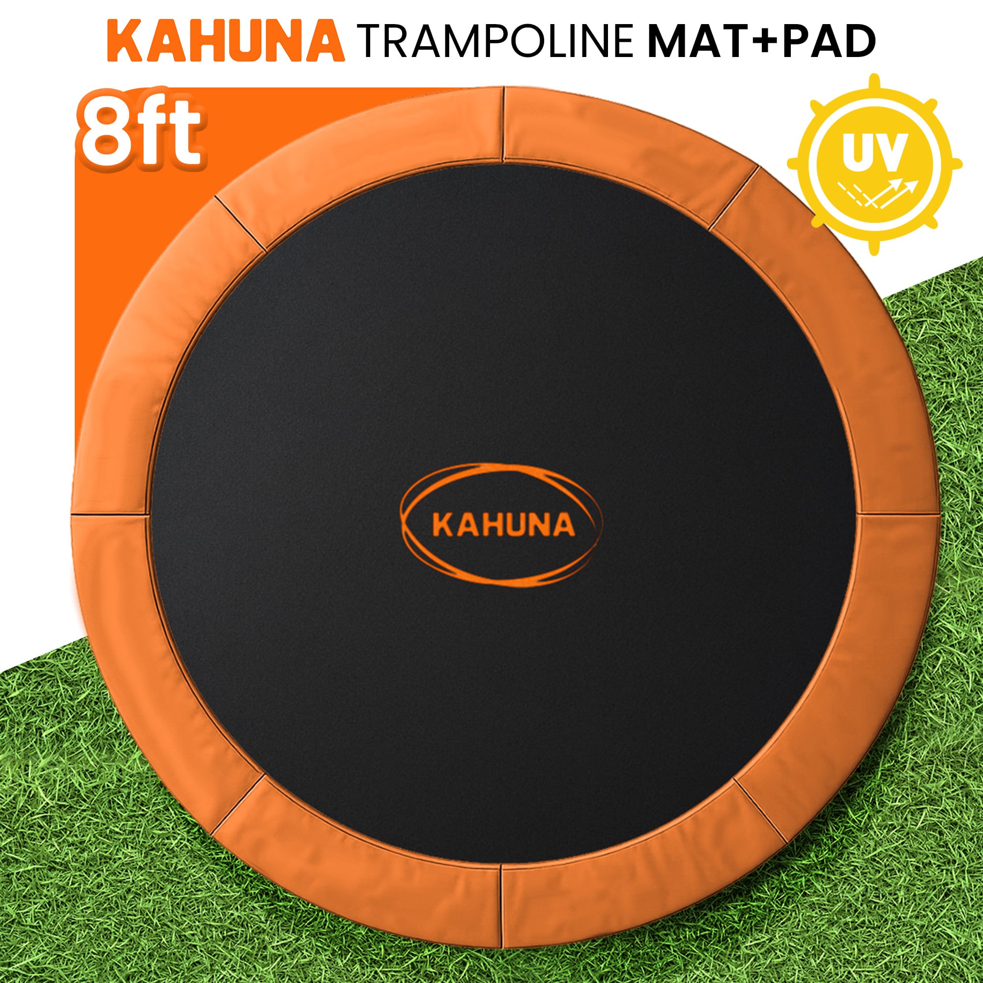 Kahuna 8ft Replacement Trampoline Safety Pad Cover and Jumping Spring Mat - Orange - Image 1