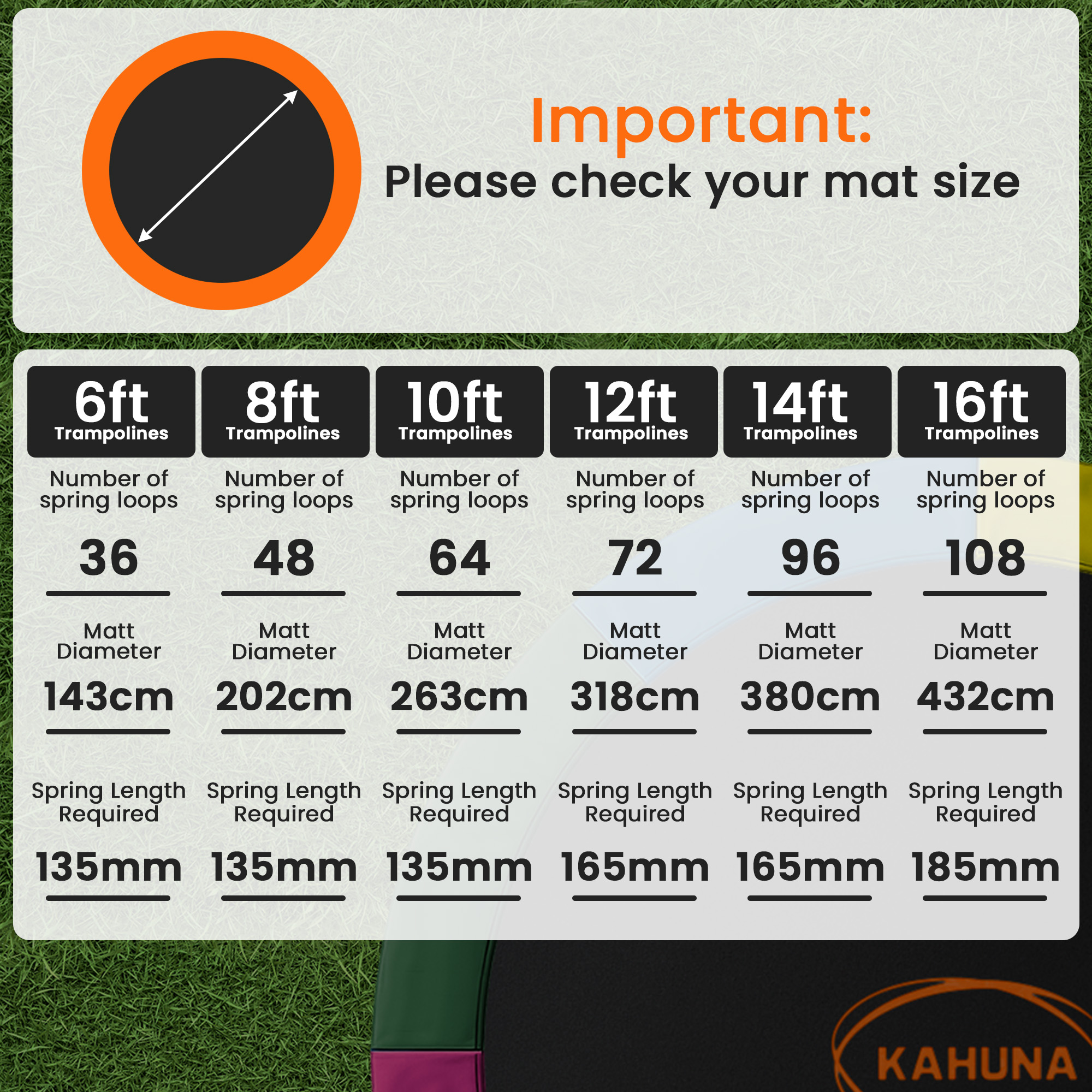 Kahuna 8ft Replacement Trampoline Safety Pad Cover and Jumping Spring Mat - Rainbow - Image 7