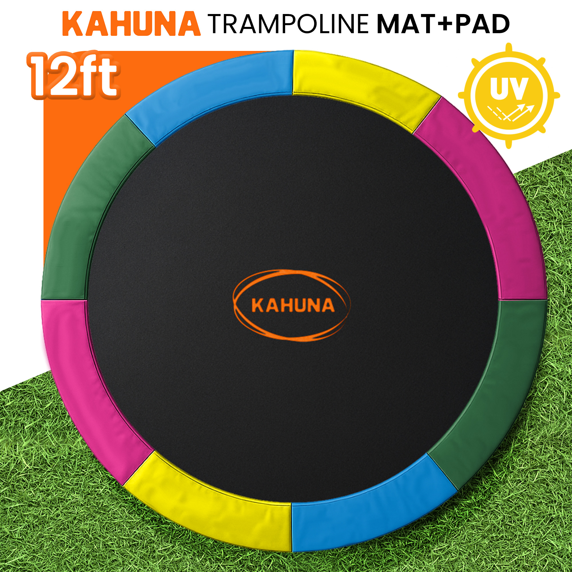 Kahuna 12ft Replacement Trampoline Safety Pad Cover and Jumping Spring Mat - Rainbow - Image 2