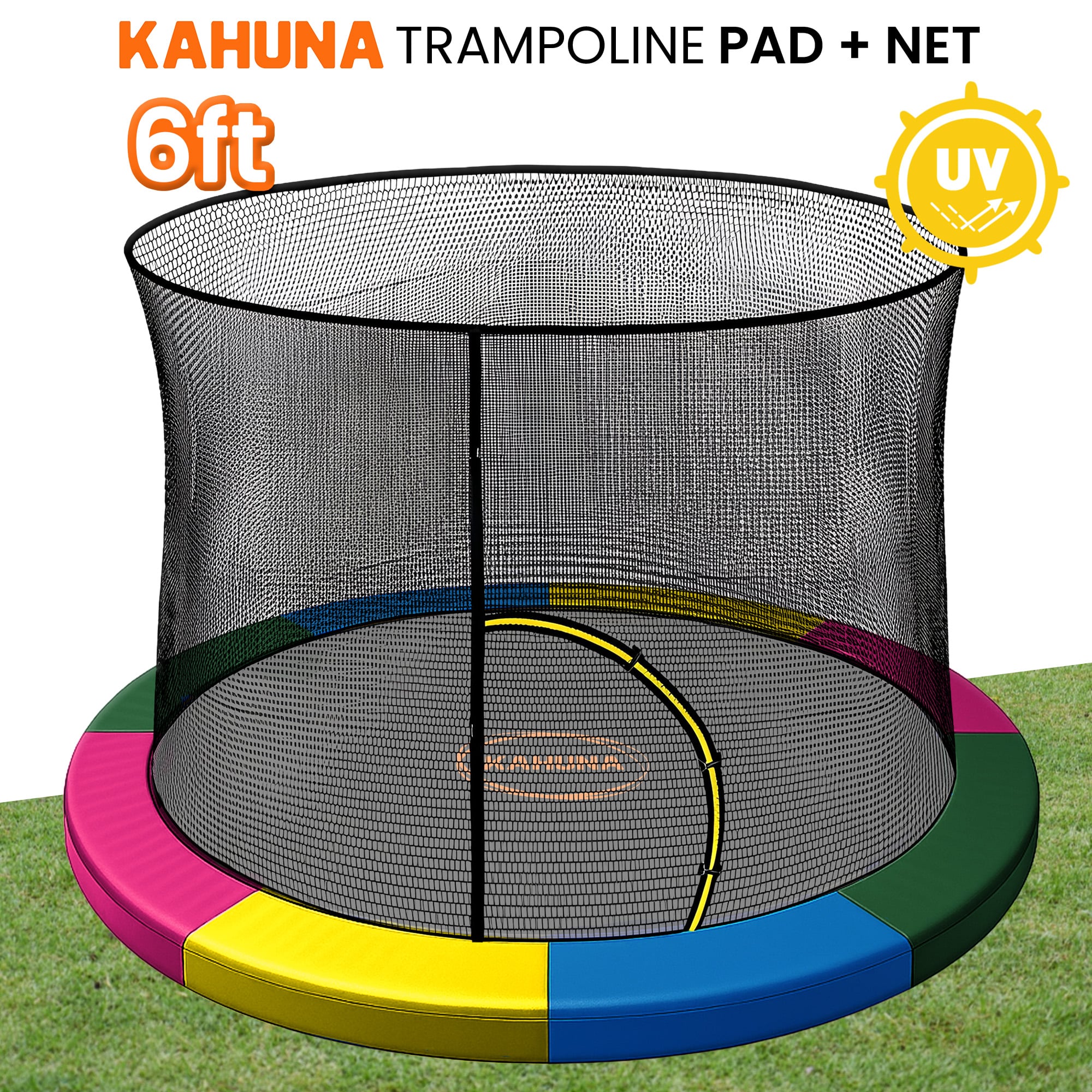 Kahuna 6ft Trampoline Pad and Net - Rainbow - Image 2