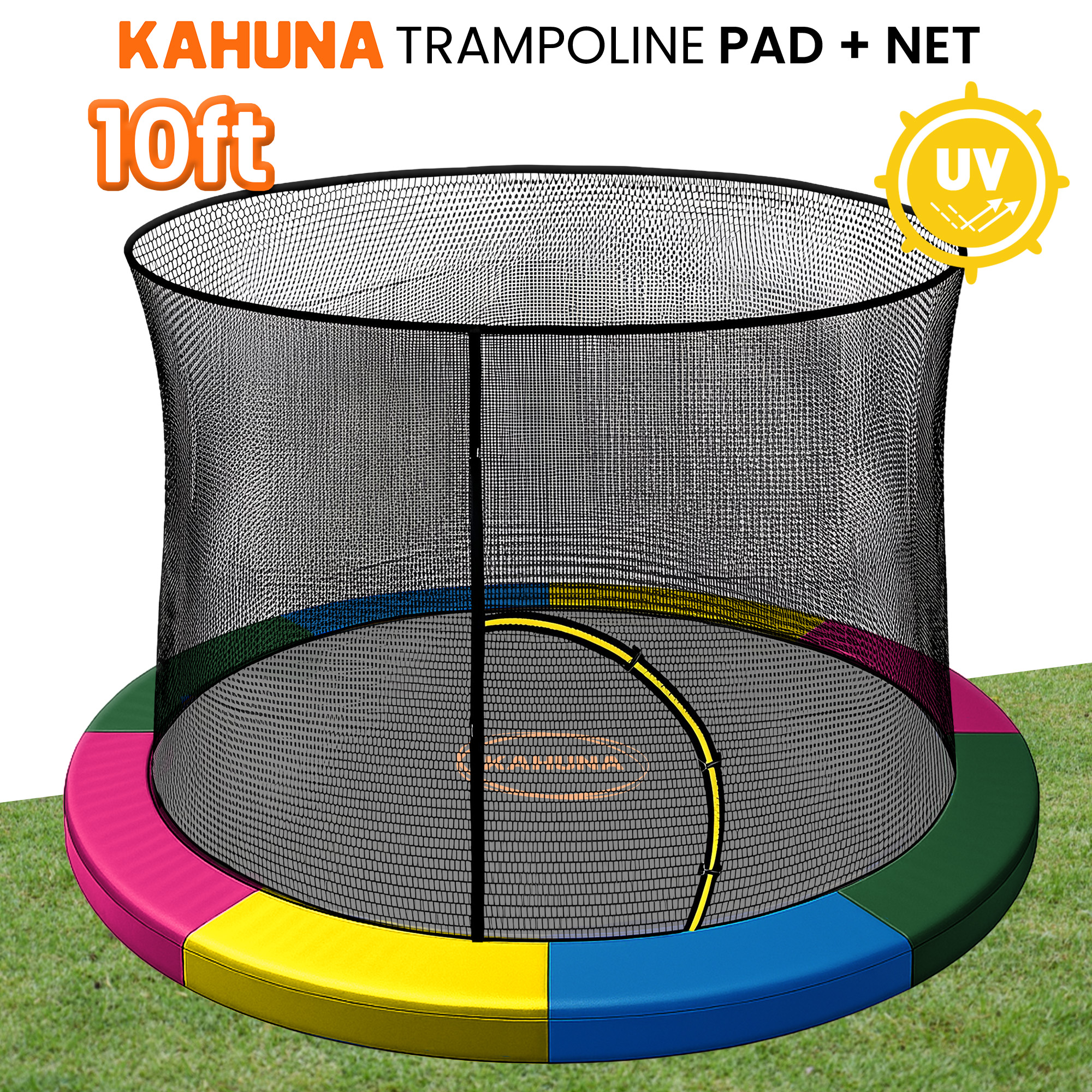 Kahuna 10ft Trampoline Pad and Net - Rainbow - Image 2