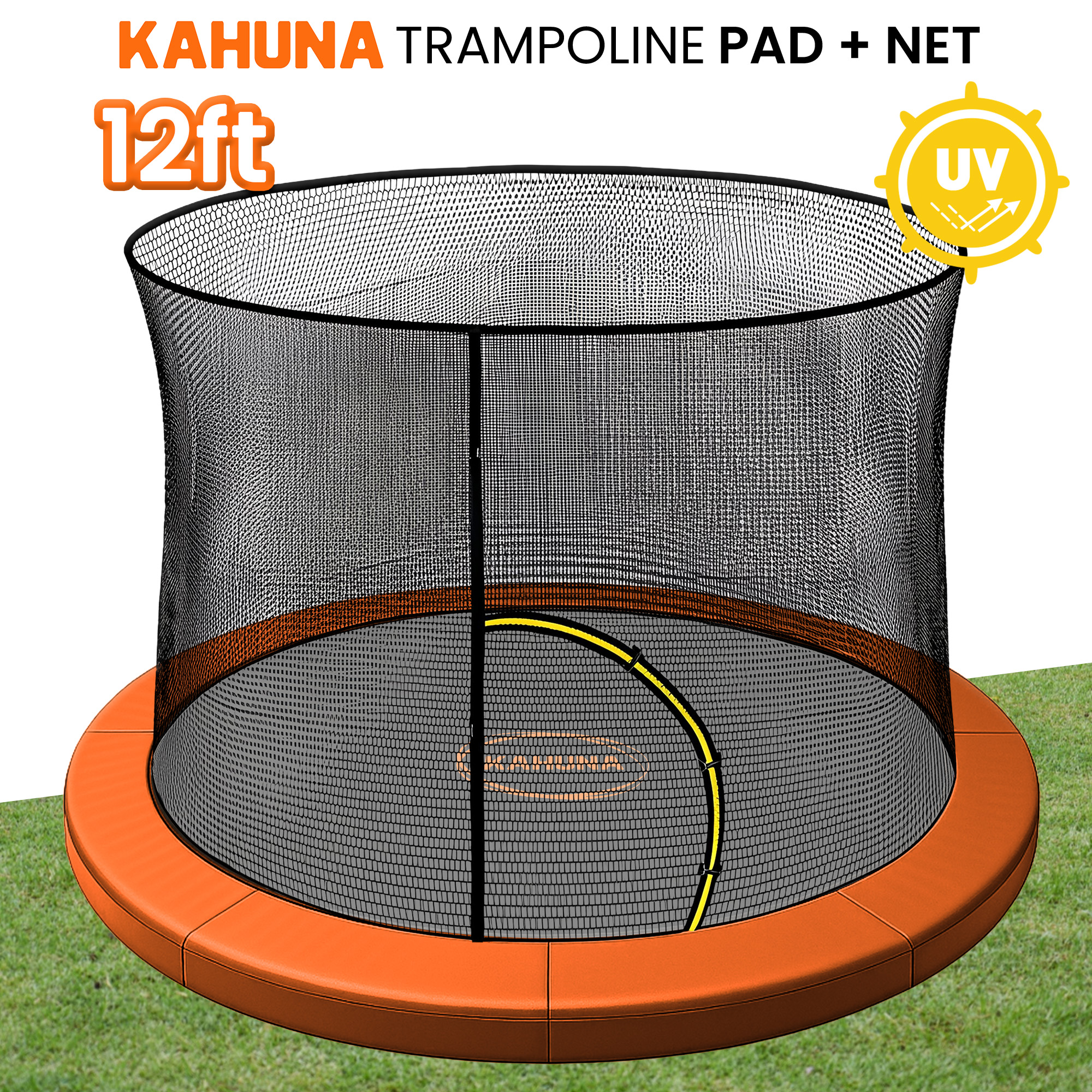 Kahuna 12ft Trampoline Pad and Net - Orange - Image 2
