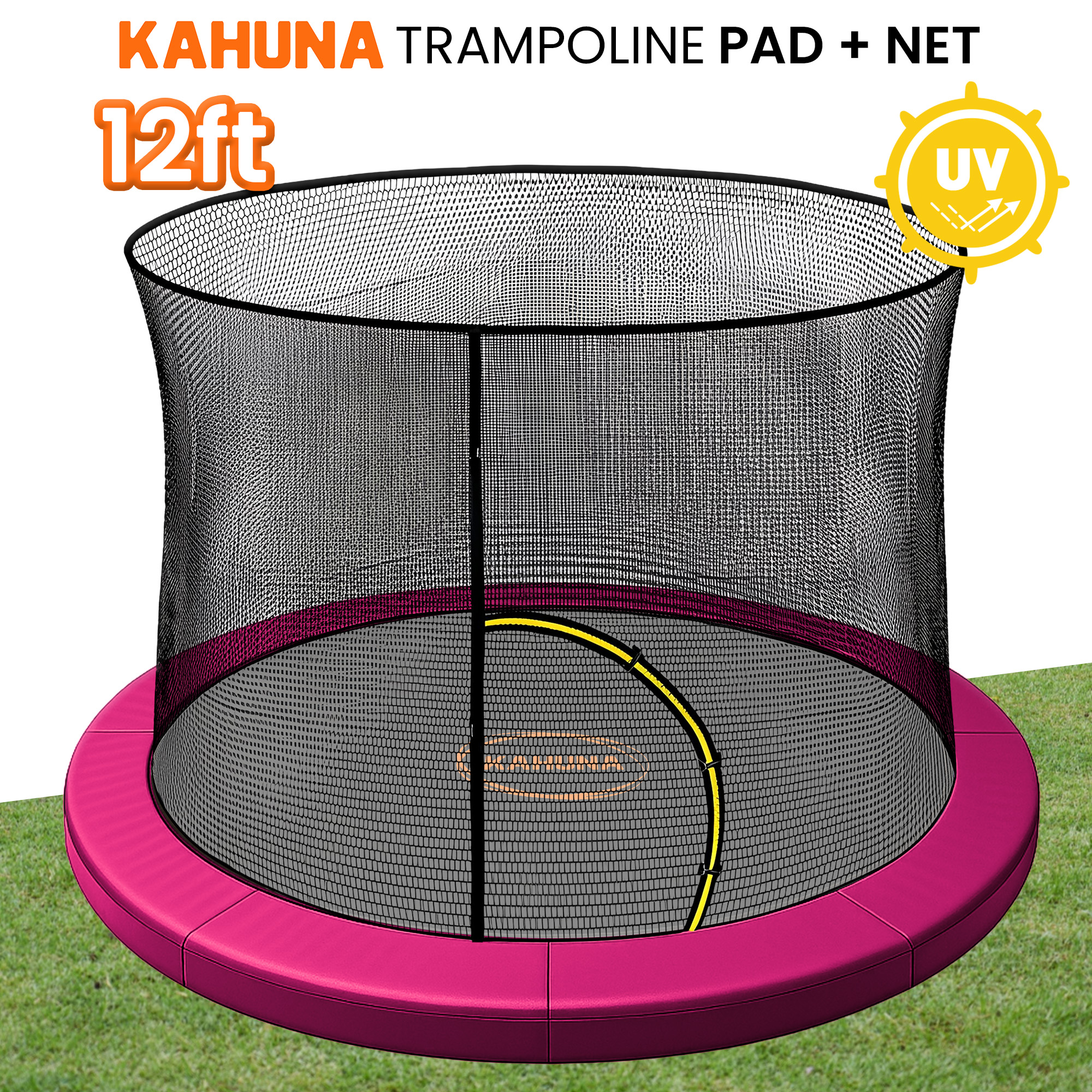 Kahuna 12ft Trampoline Pad and Net - Pink - Image 2