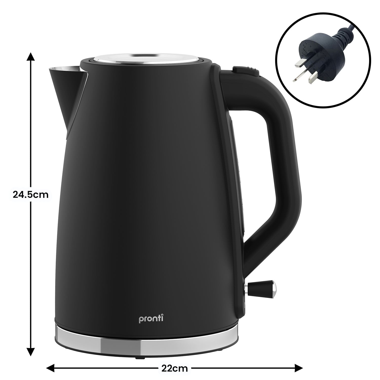 Pronti Silver Noir Collection 1.7L Electric Kettle - Image 4