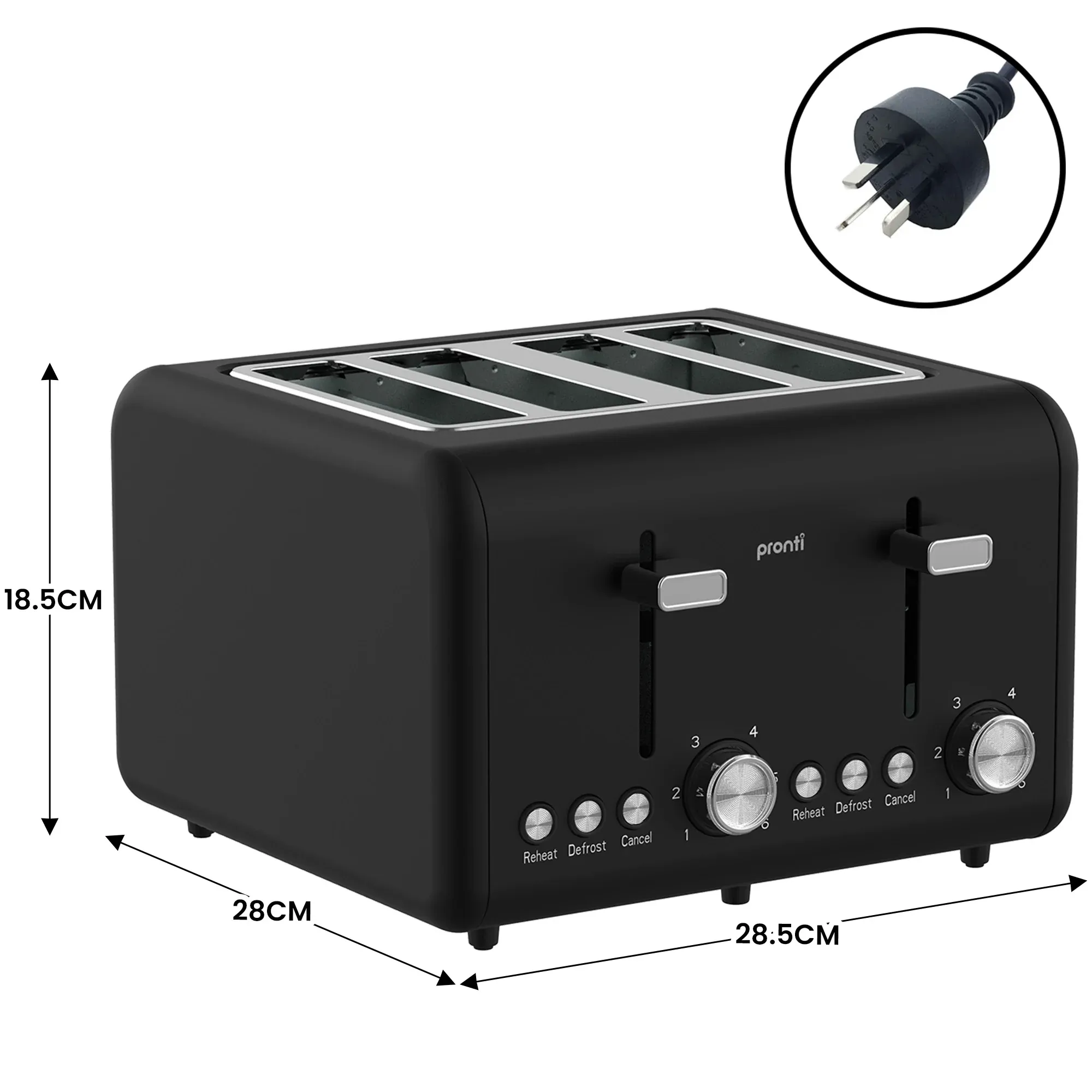 Pronti Silver Noir Collection 4 Slice Toaster and Kettle Bundle - Image 6
