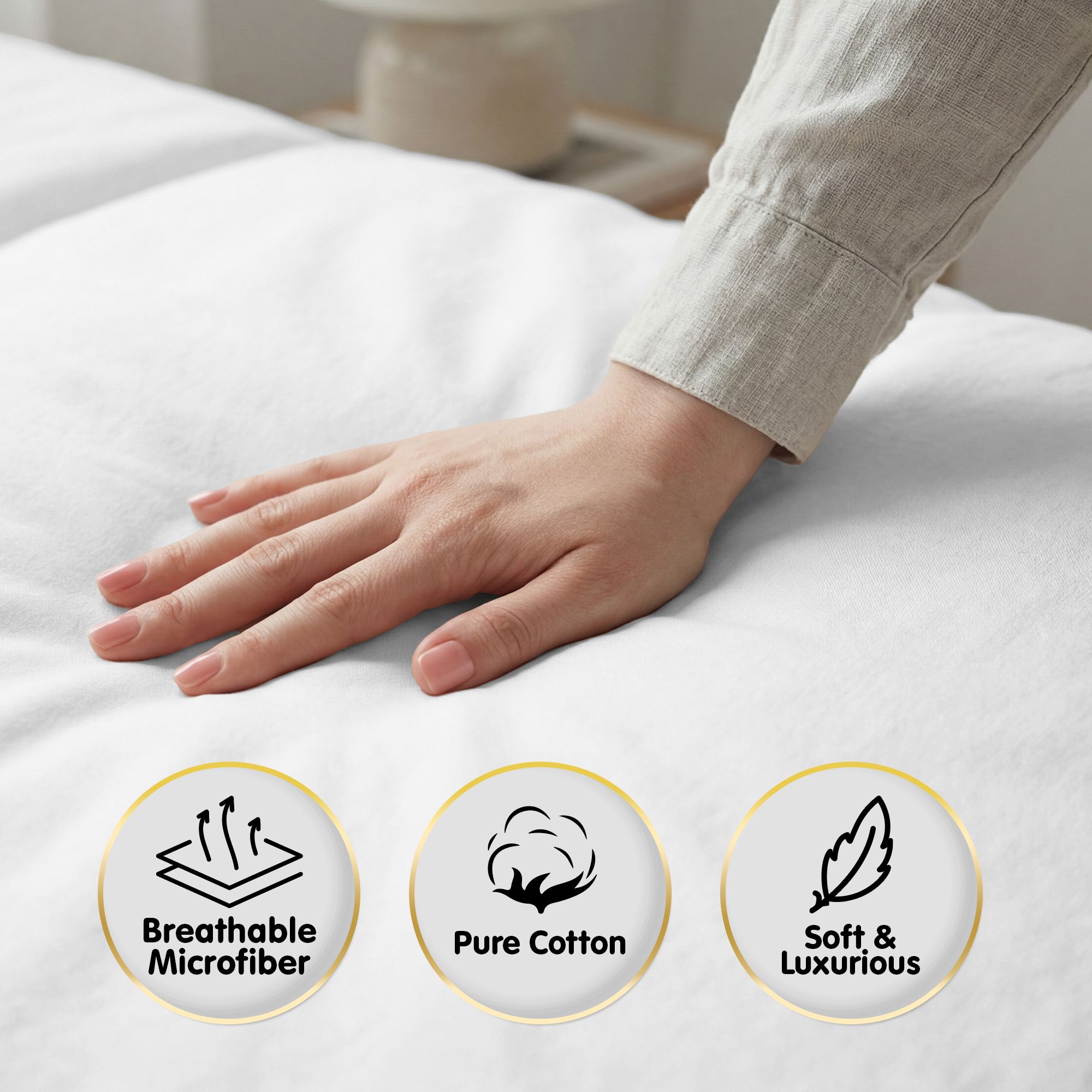 Laura Hill 750 Thread Count Pure Cotton Queen Bed Sheet Set 4 Piece Gift Pack - White - Image 5