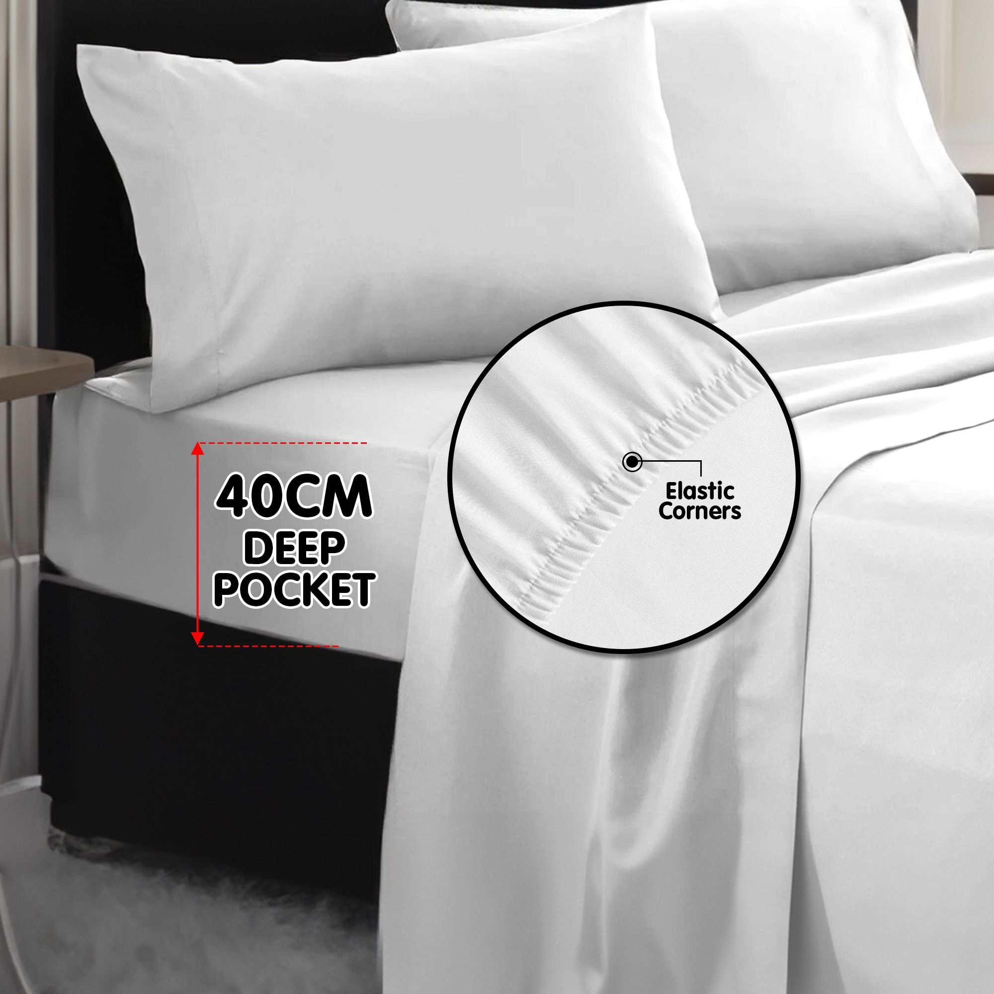 Laura Hill 750 Thread Count Pure Cotton Queen Bed Sheet Set 4 Piece Gift Pack - White - Image 7
