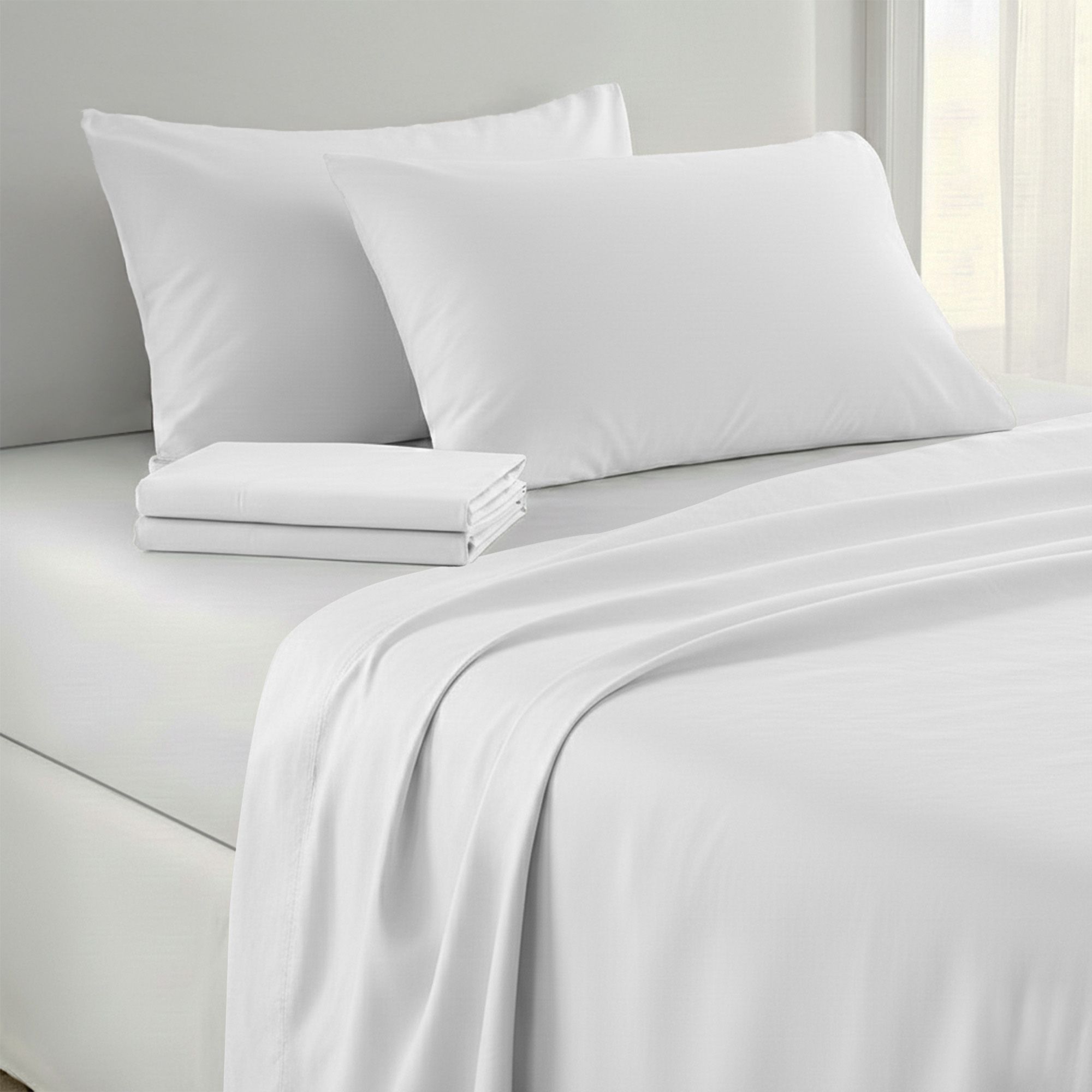 Laura Hill 750 Thread Count Pure Cotton Queen Bed Sheet Set 4 Piece Gift Pack - White - Image 8
