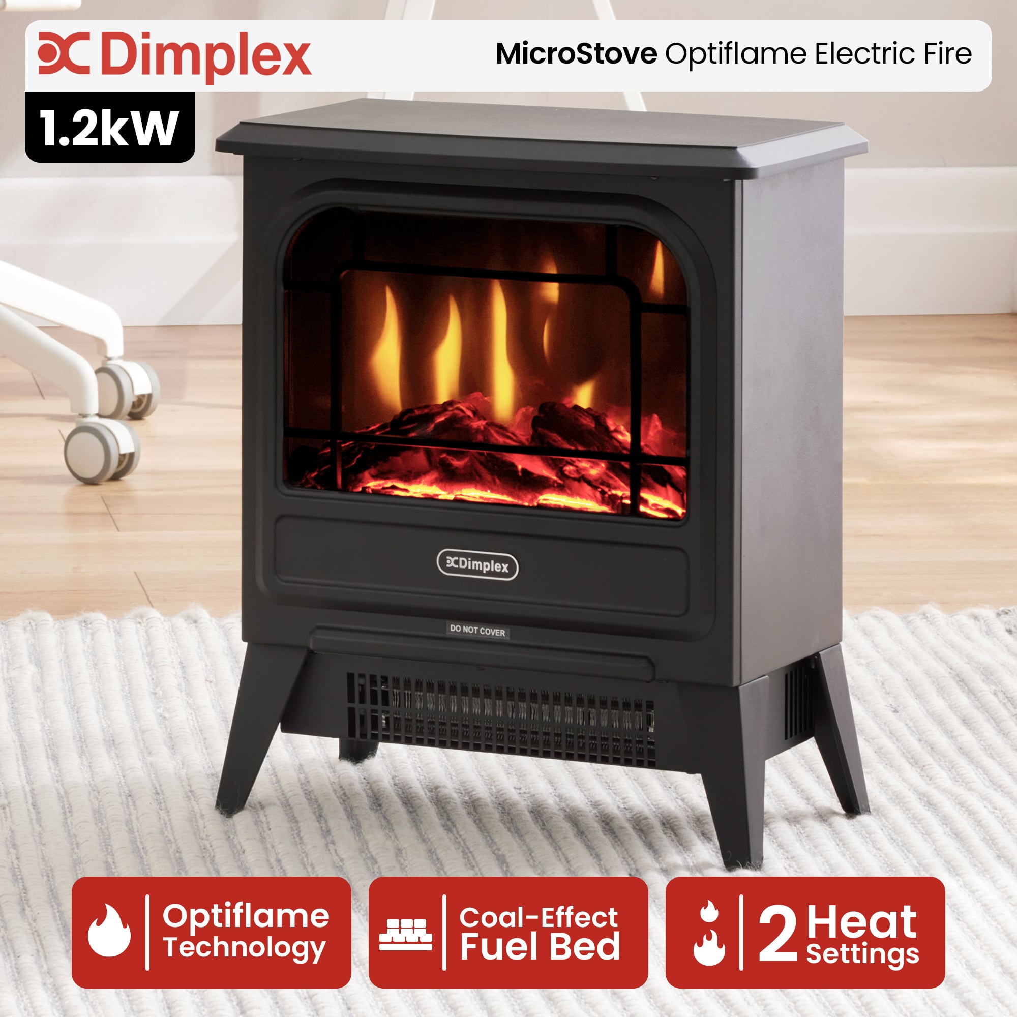 Dimplex 1.2kW MicroStove Optiflame Portable Electric Fire Stove - Image 2
