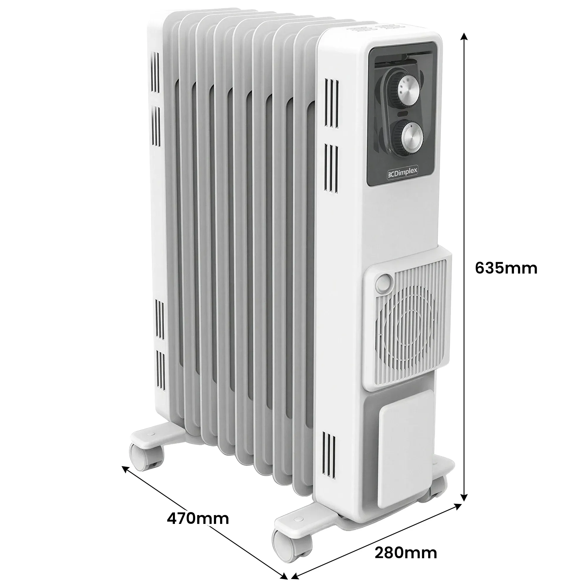 Dimplex 2.4kW Oil Column Heater with Turbo Fan 9 Fin Portable Radiator - Image 3