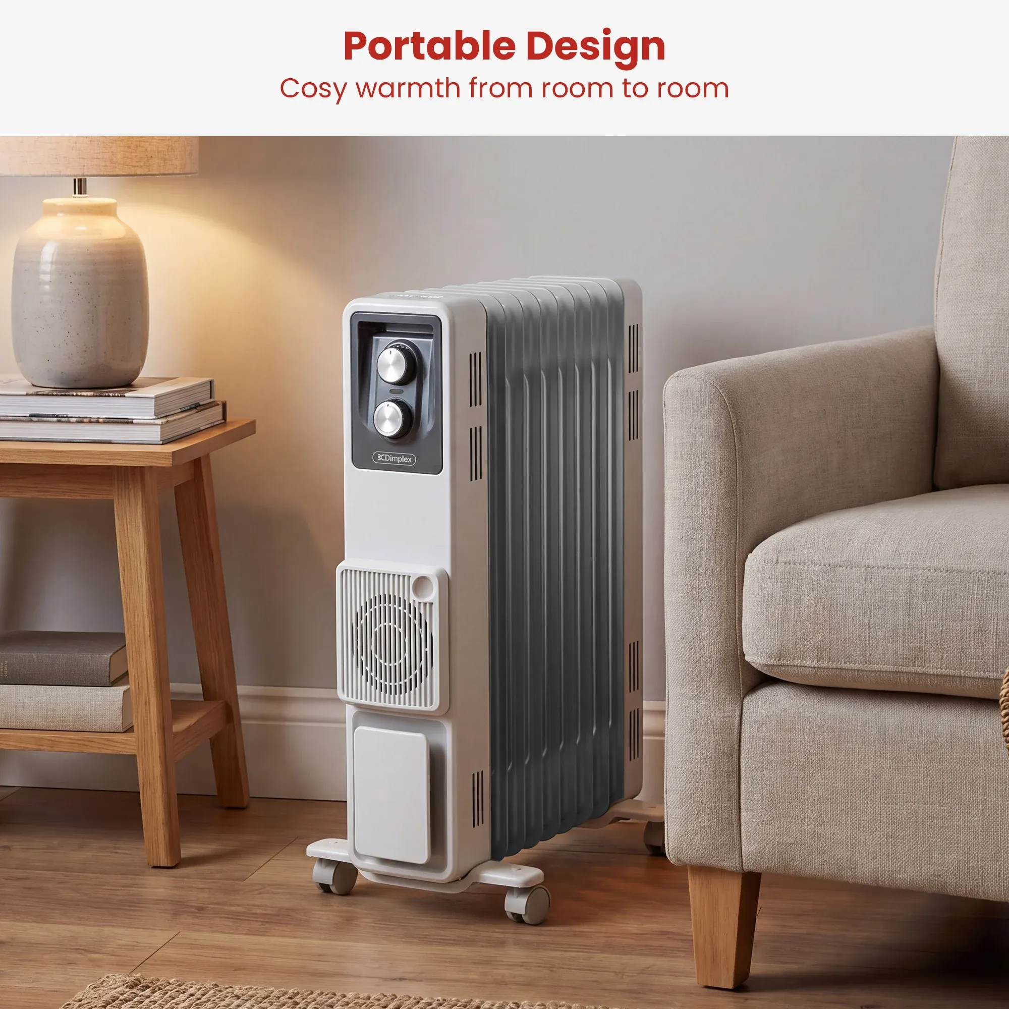 Dimplex 2.4kW Oil Column Heater with Turbo Fan 9 Fin Portable Radiator - Image 5