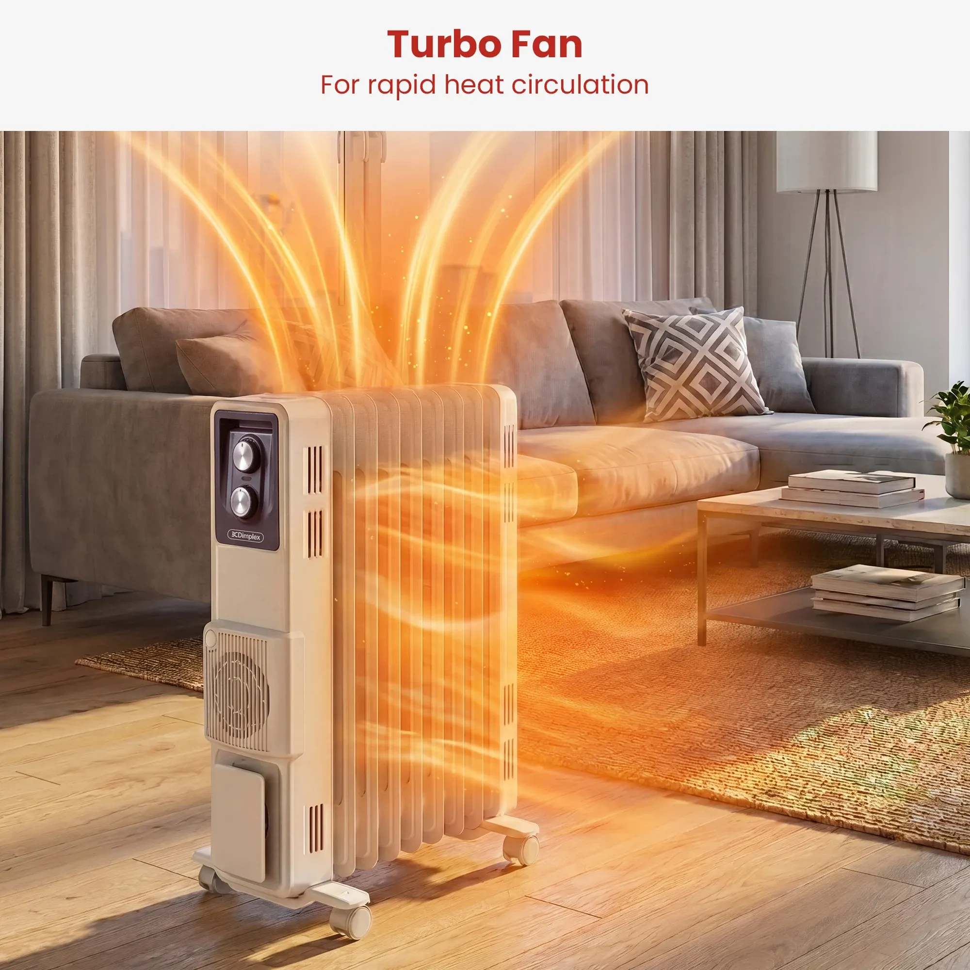 Dimplex 2.4kW Oil Column Heater with Turbo Fan 9 Fin Portable Radiator - Image 8