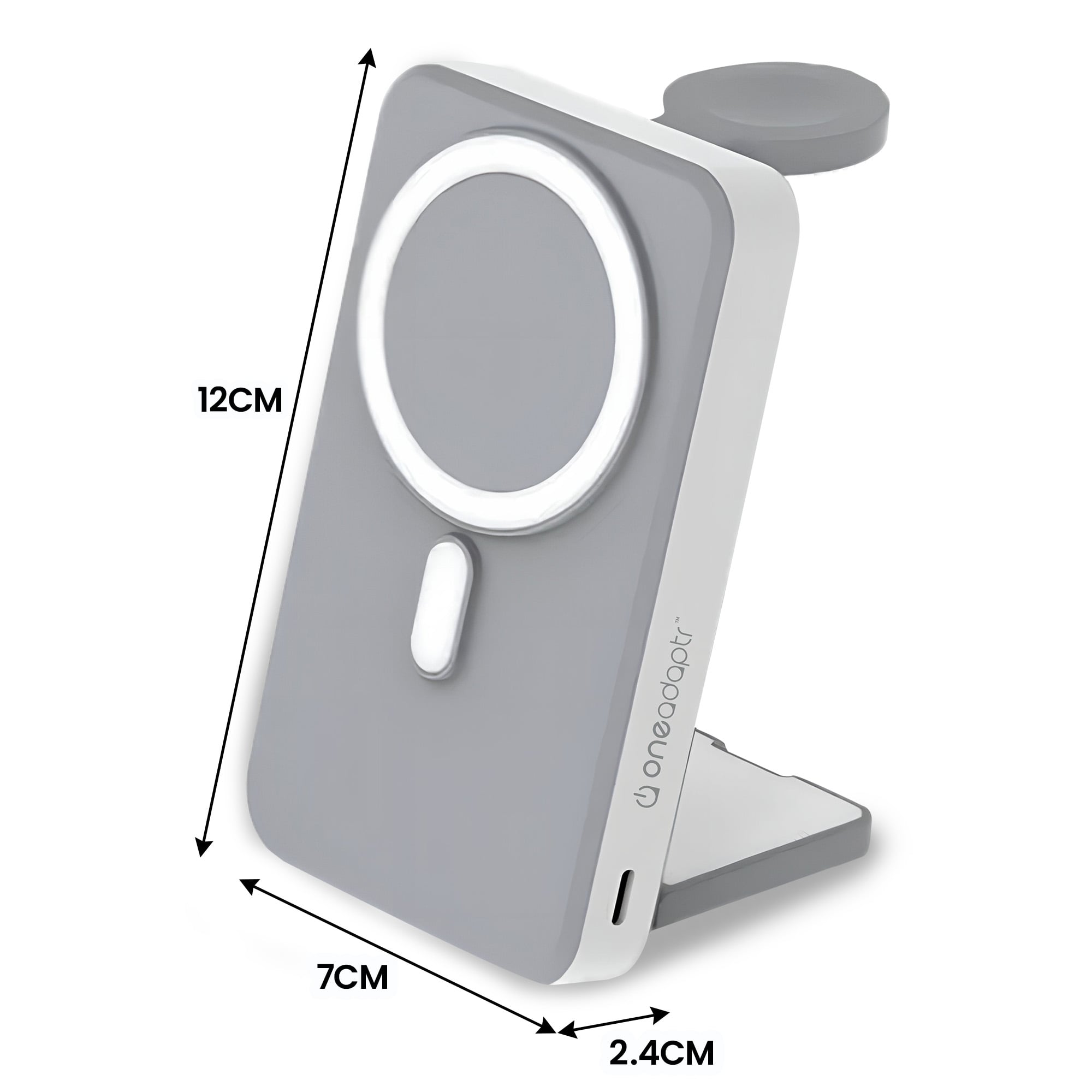 OneAdaptr OneGo Grey 5 in 1 MagSafe Charging Stand Power Bank - Image 3