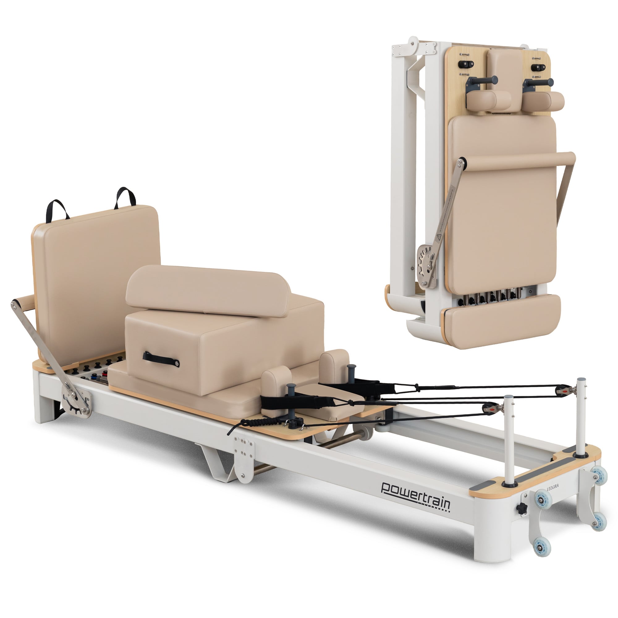 Powertrain Velora Beige Aluminium Foldable Pilates Board Reformer Multifunctional Core Exercise Set Ab Trainer Platform Extender Sitting Box Jumpboard And Footbar Full Body Home - Image 1