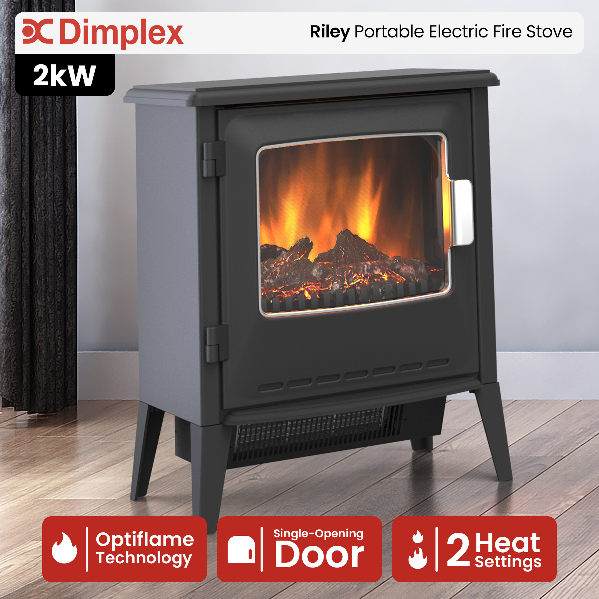 Dimplex 2kW Riley Portable Electric Fire Stove - Image 2