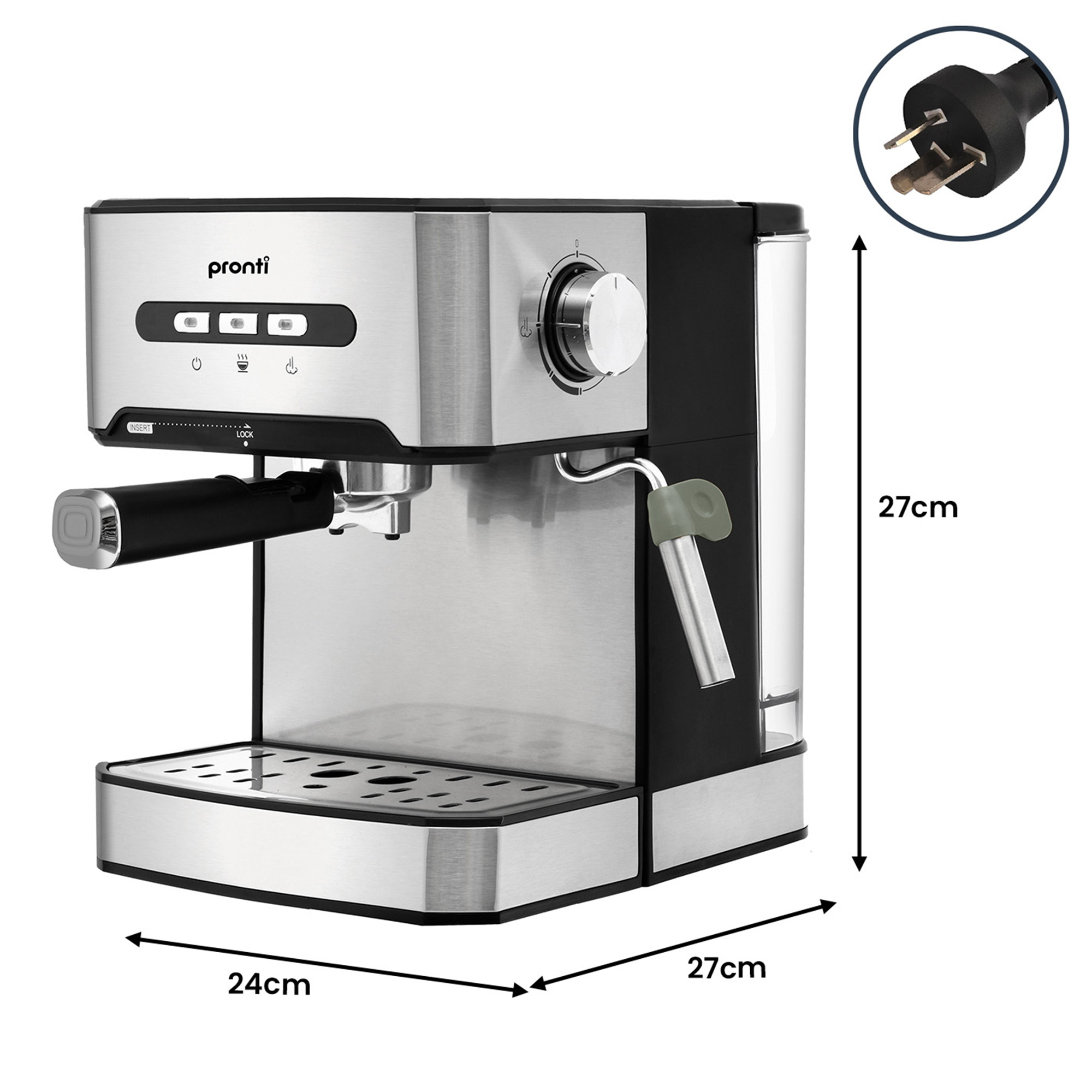 Pronti Breakfast Set with 1.6L Coffee Machine, Silver Noir Toaster & Kettle - Image 6