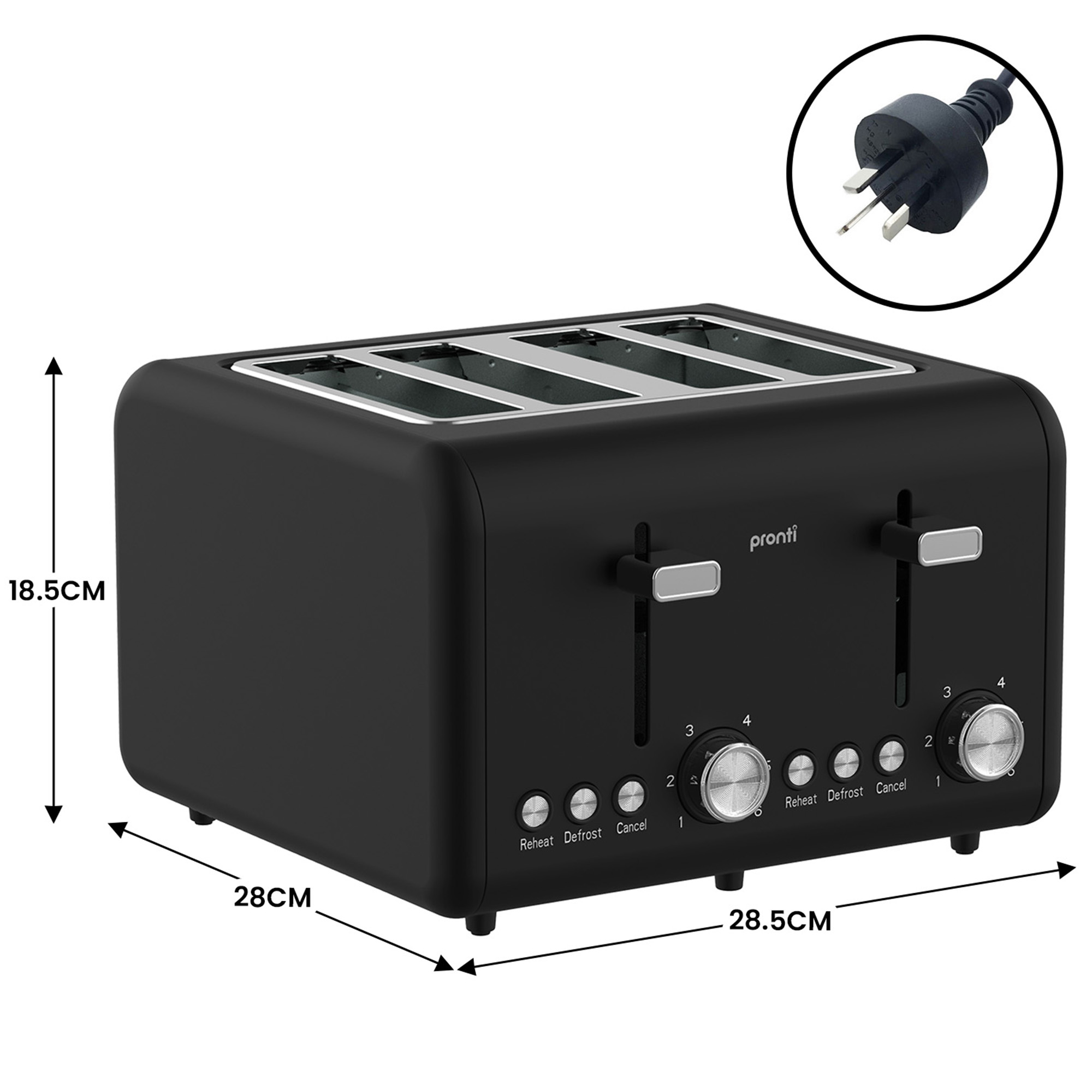 Pronti Breakfast Set with 1.25L Coffee Machine, Silver Noir Toaster & Kettle - Image 8