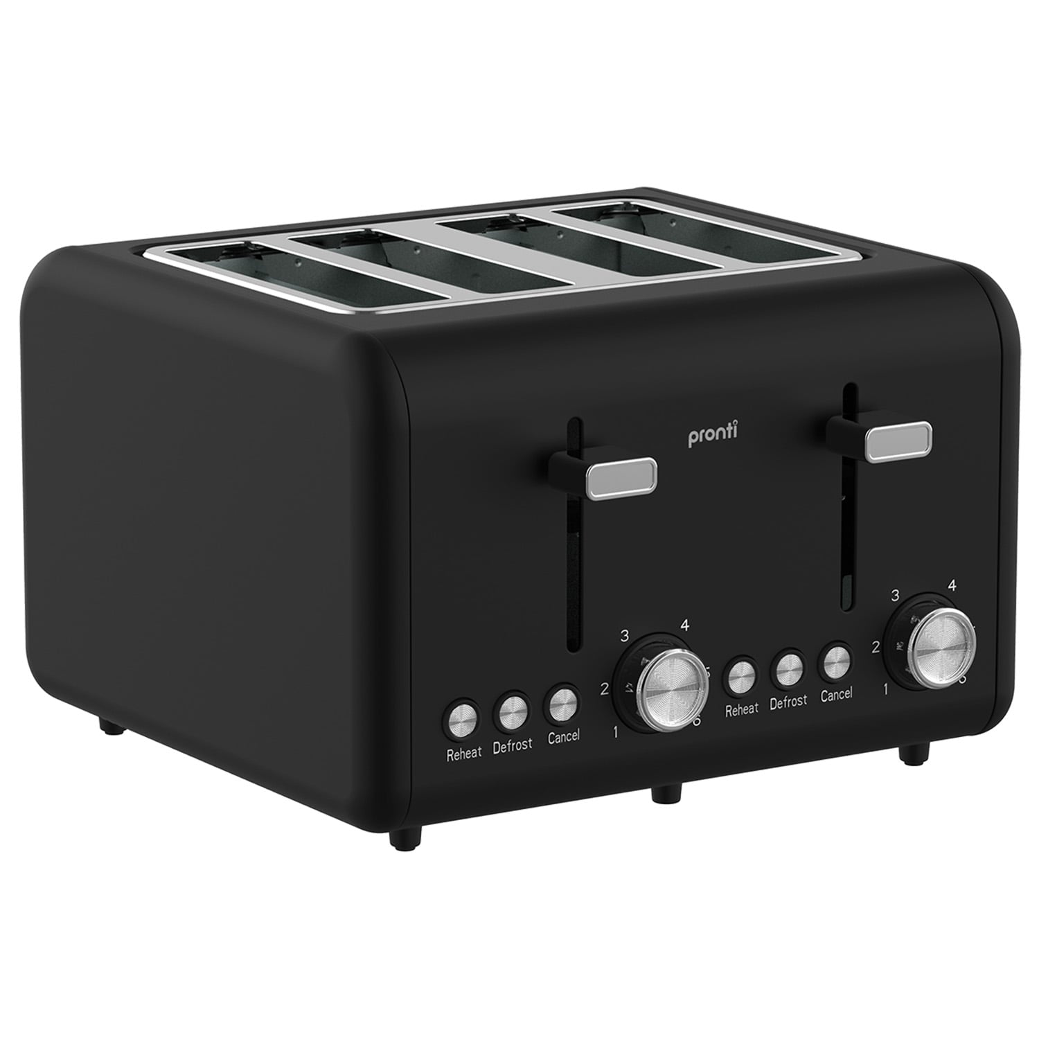 Pronti Silver Noir Collection 4 Slice Toaster with Dual Controls - Image 1