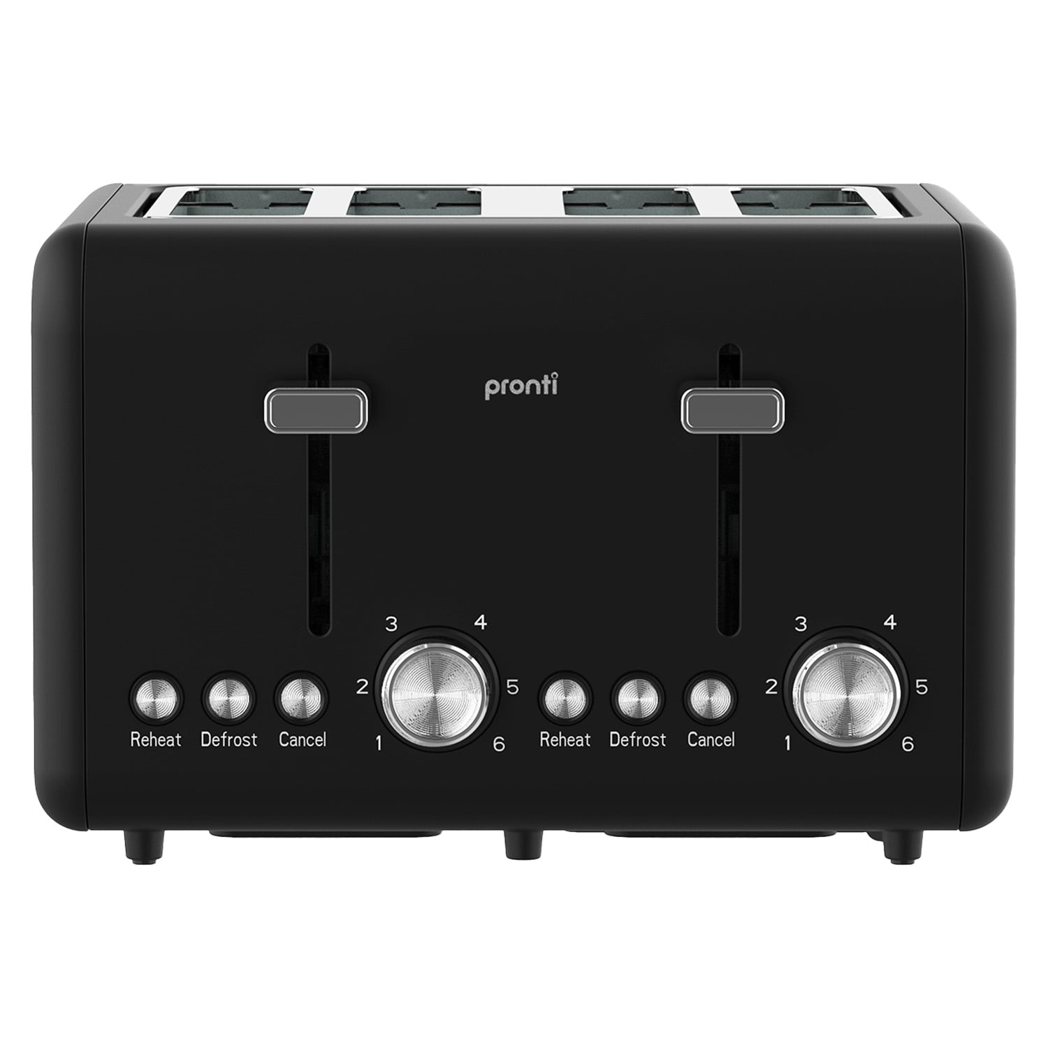 Pronti Silver Noir Collection 4 Slice Toaster with Dual Controls - Image 3