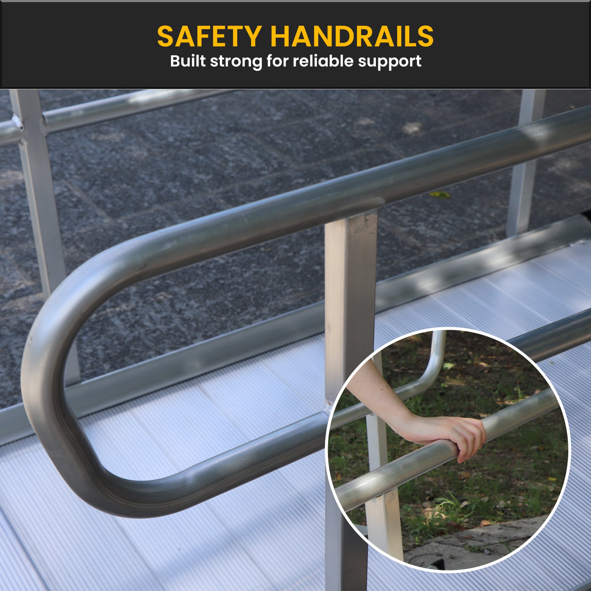 Kartrite 6ft Portable Aluminium Mobility Threshold Access Wheelchair Ramp w/ Handrails - Image 6