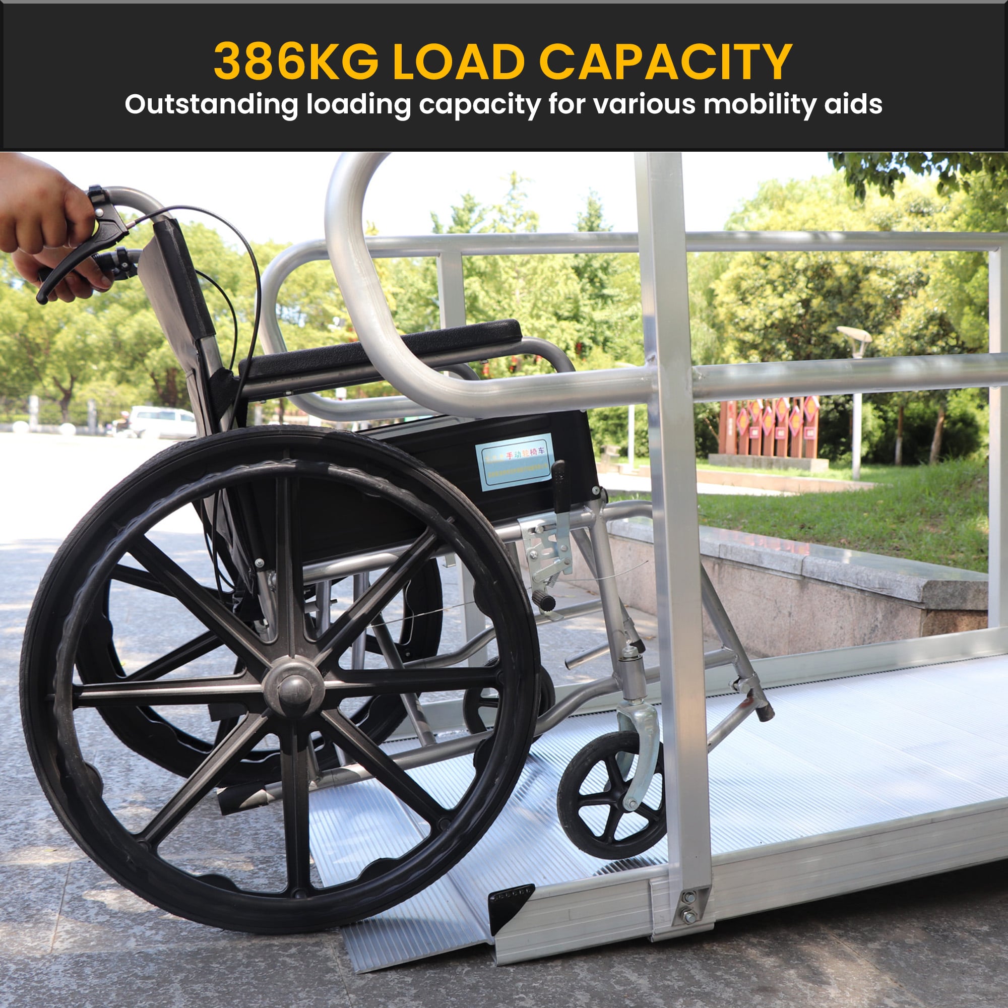 Kartrite 6ft Portable Aluminium Mobility Threshold Access Wheelchair Ramp w/ Handrails - Image 7