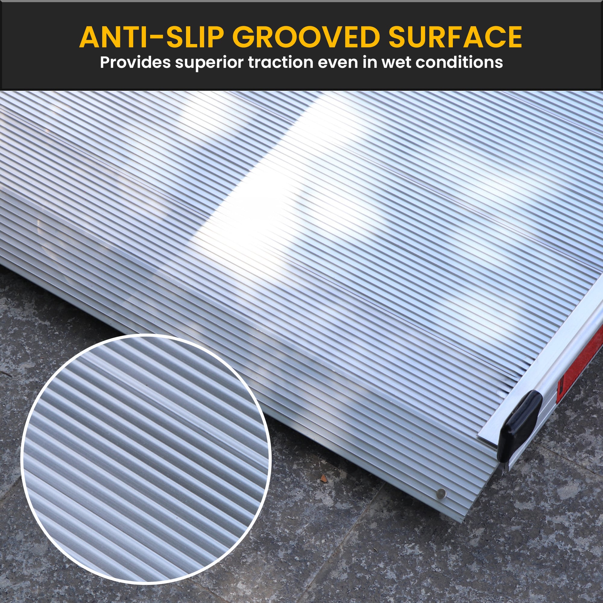 Kartrite 6ft Portable Aluminium Mobility Threshold Access Wheelchair Ramp w/ Handrails - Image 8