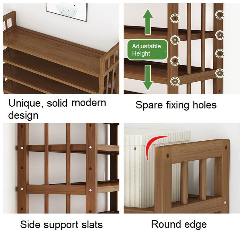 11 Tier Tower Bamboo Wooden Shoe Rack Corner Shelf Stand Storage Organizer - Image 2