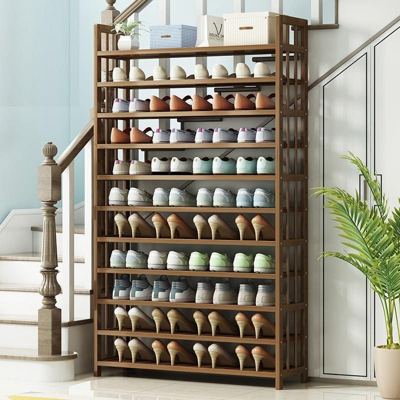 11 Tier Tower Bamboo Wooden Shoe Rack Corner Shelf Stand Storage Organizer - Image 4