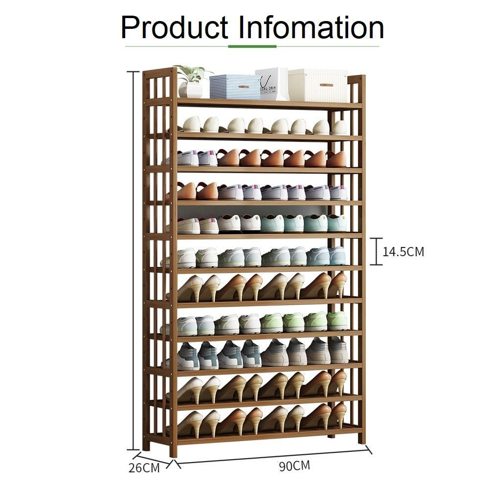 11 Tier Tower Bamboo Wooden Shoe Rack Corner Shelf Stand Storage Organizer - Image 6
