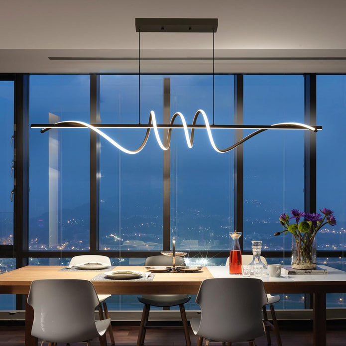 BAMDECOR A202 Modern LED Linear Pendant Lights with Dimmable LED  (160cm/180cm-Black) 1.8 Meters - Image 1