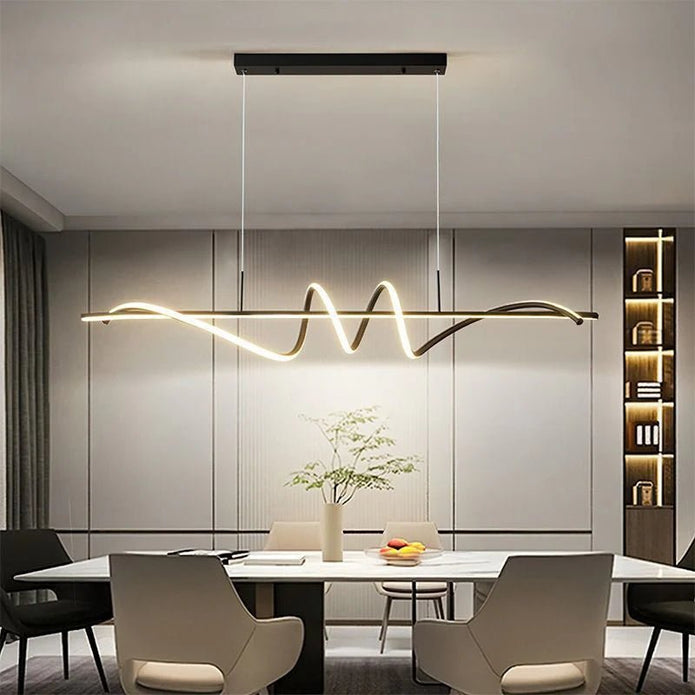 BAMDECOR A202 Modern LED Linear Pendant Lights with Dimmable LED  (160cm/180cm-Black) 1.8 Meters - Image 2