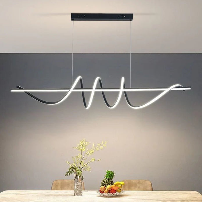 BAMDECOR A202 Modern LED Linear Pendant Lights with Dimmable LED  (160cm/180cm-Black) 1.8 Meters - Image 3