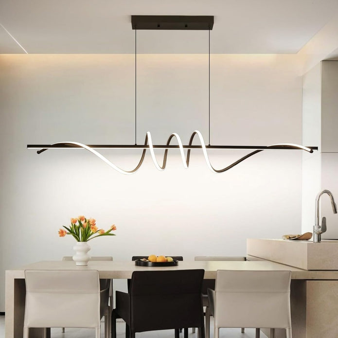 BAMDECOR A202 Modern LED Linear Pendant Lights with Dimmable LED  (160cm/180cm-Black) 1.8 Meters - Image 4