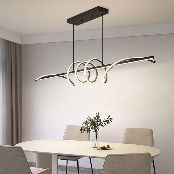 BAMDECOR A202 Modern LED Linear Pendant Lights with Dimmable LED  (160cm/180cm-Black) 1.8 Meters - Image 5