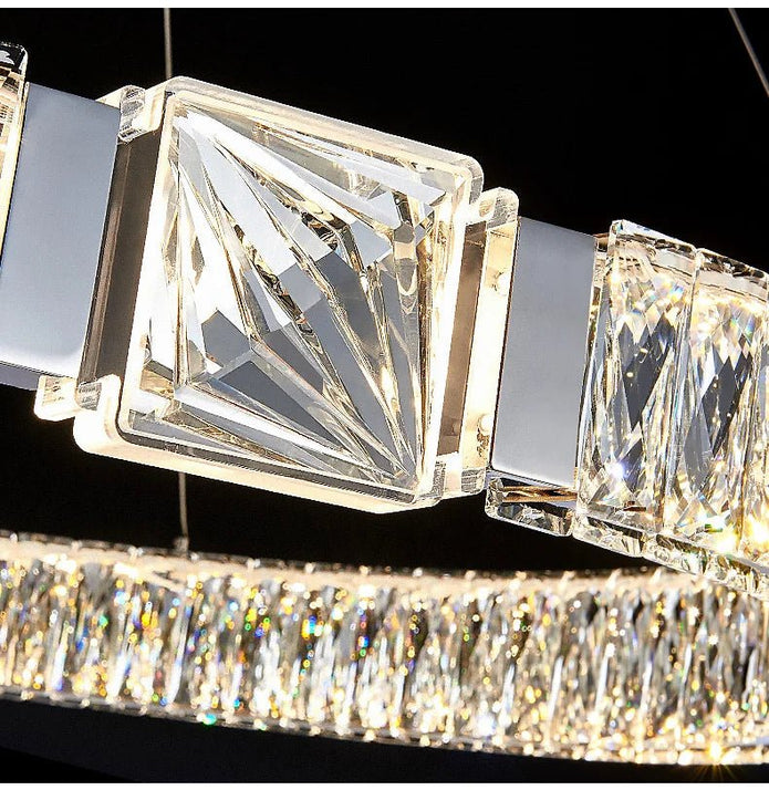BAMDECOR C3319 Modern Linear Crystal Chandeliers Lighting Fixtures Contemporary Round Chandelier Lighting Fixtures Crystal Pendant Ceiling Lights(Gold-Oval 100cm) - Image 5