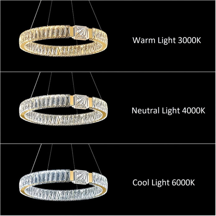 BAMDECOR C3319 Modern Crystal Chandeliers Lighting Fixtures Contemporary Round Chandelier Lighting Fixtures Crystal Pendant Ceiling Lights(Gold-80+60cm) - Image 5