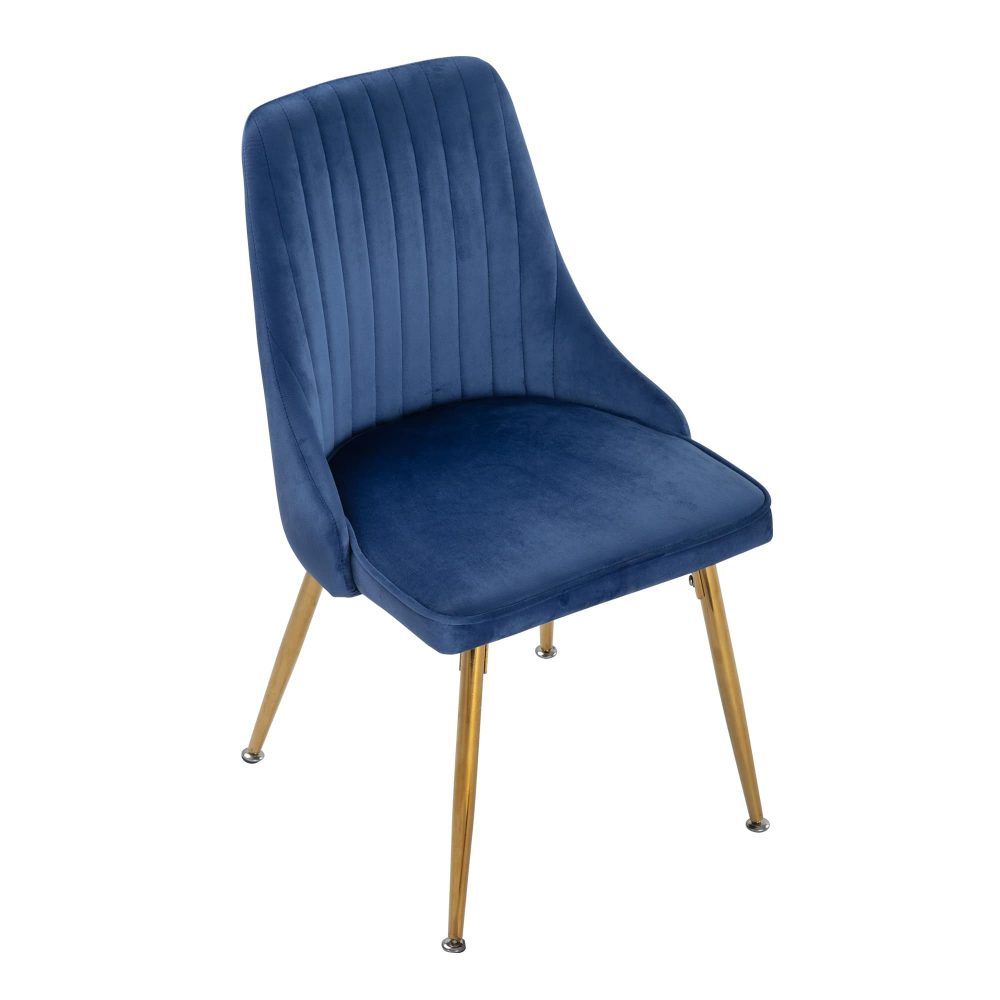 Viva Forever Set of 2 Blue Velvet Dining Chairs – Art Deco Design with Gold Metal Legs - Image 7