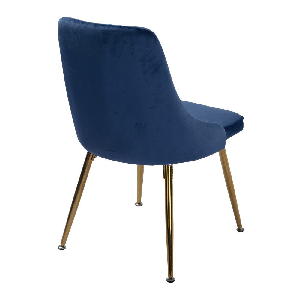 Viva Forever Set of 2 Blue Velvet Dining Chairs – Art Deco Design with Gold Metal Legs - Image 8