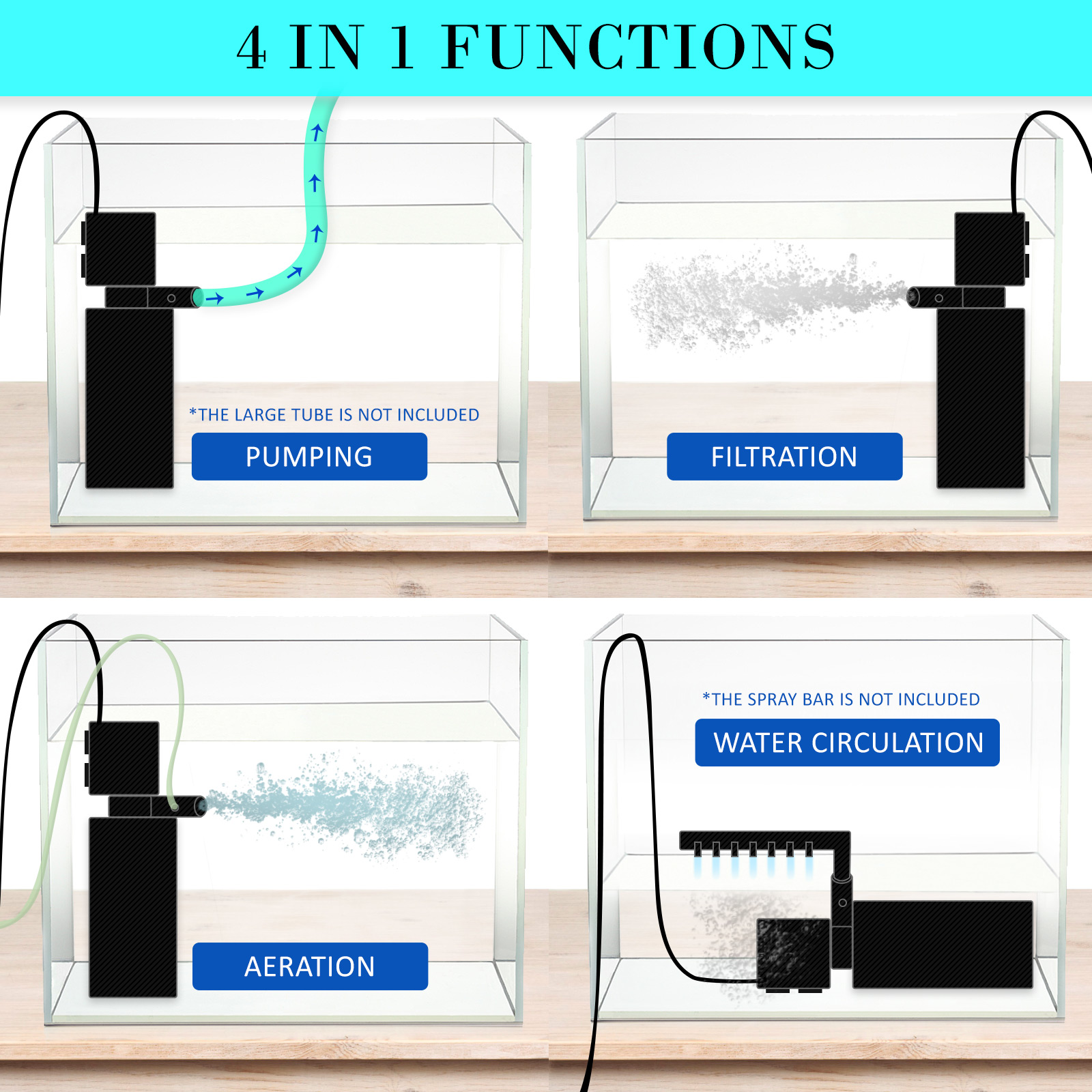 Aquarium Submersible Filter Pond Pump 600L/H 8W 1m - Image 3