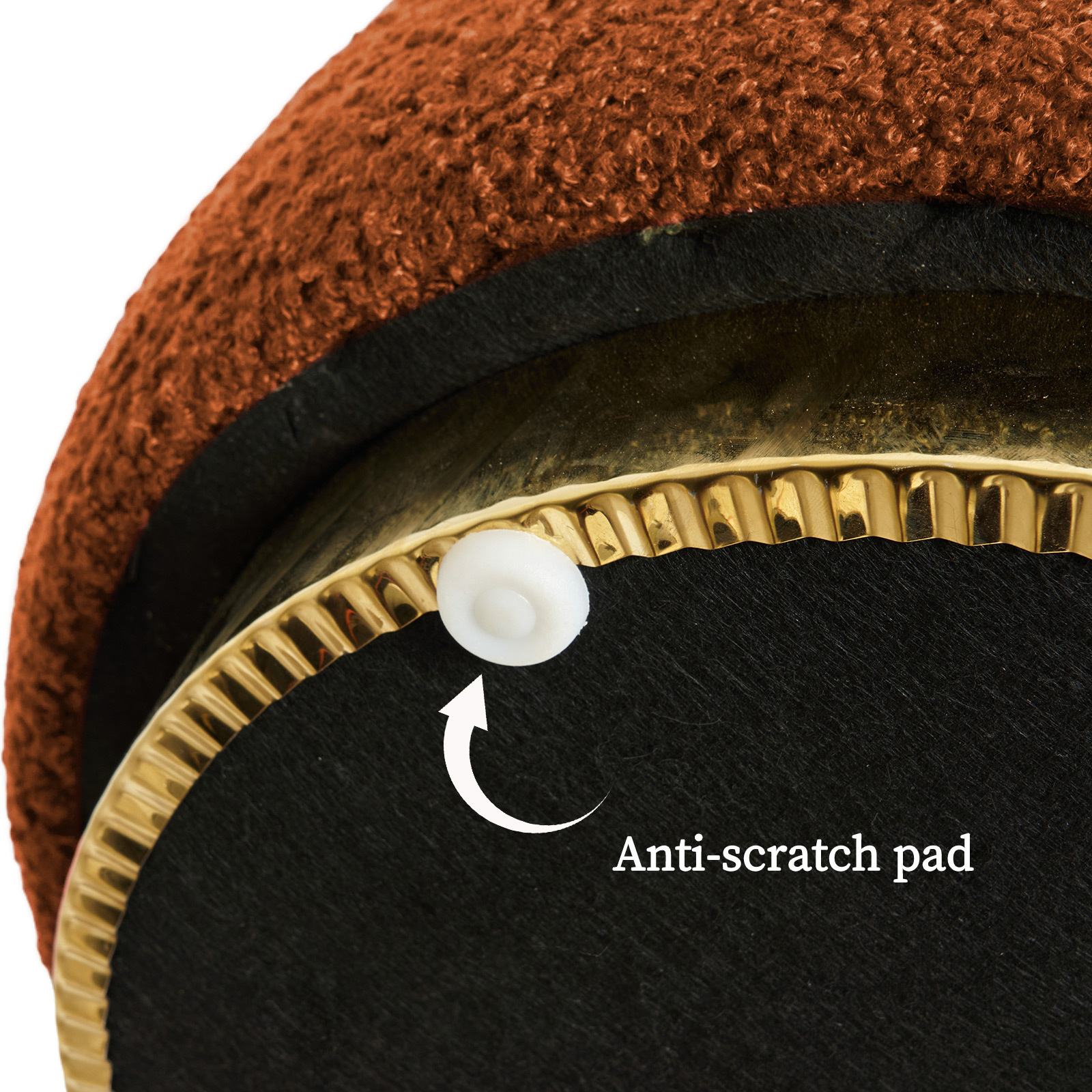 2X Round Stacked Ottoman Stool Teddy Fleece Fabric Foot Rest 38cm ORANGE - Image 8