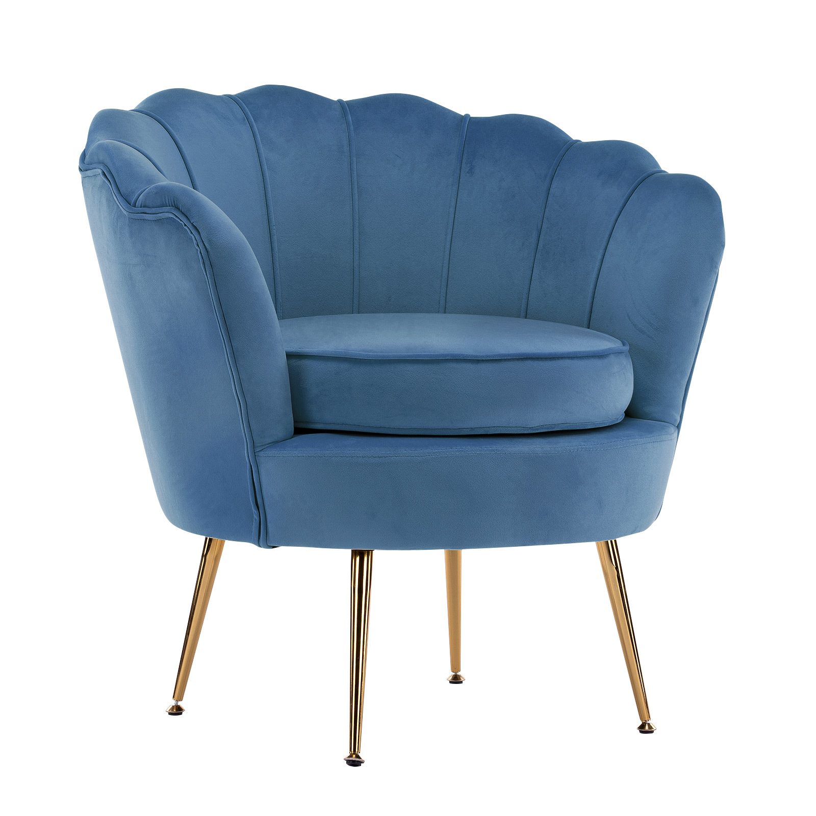 Armchair Padded Lounge Chair Accent Velvet Shell Scallop NAVY BLUE - Image 1