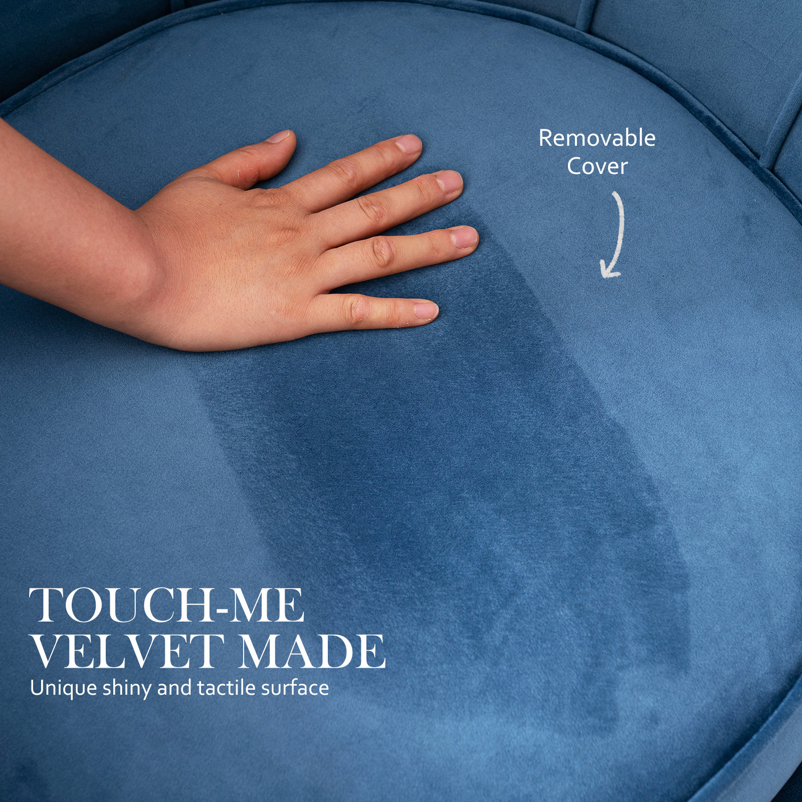 Armchair Padded Lounge Chair Accent Velvet Shell Scallop NAVY BLUE - Image 7