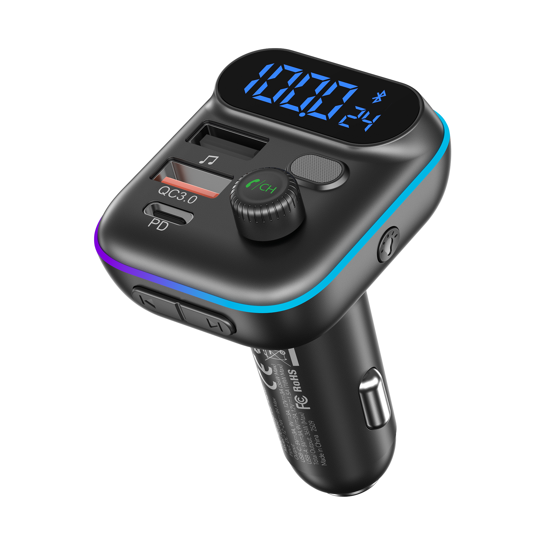 Choetech TC0050 PD36W Bluetooth FM Car Transmitter Charger - Image 1
