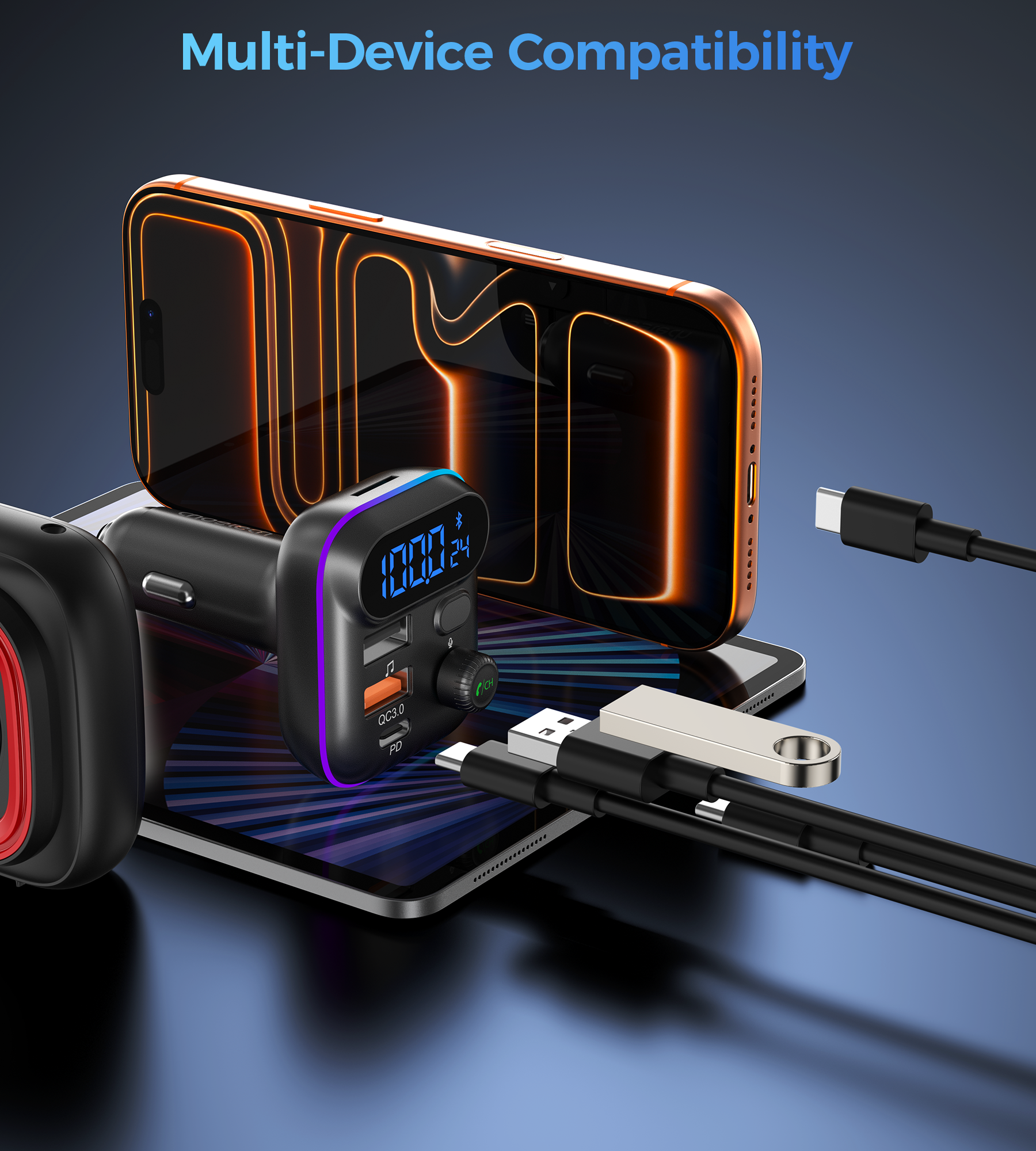 Choetech TC0050 PD36W Bluetooth FM Car Transmitter Charger - Image 6