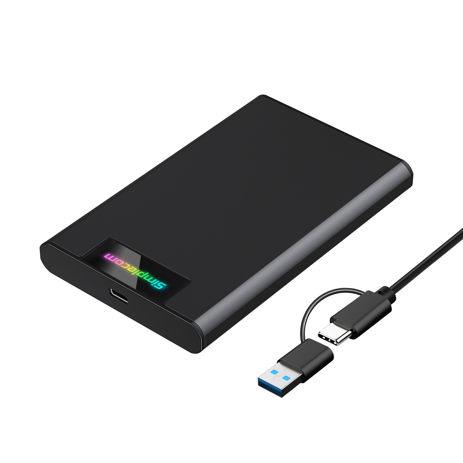 Simplecom SE239 Tool-free 2.5 SATA HDD SSD to USB-C Enclosure with RGB Lights USB 3.2 Gen 2 - Image 1