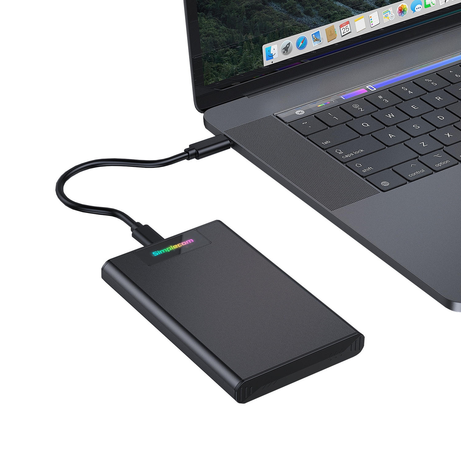 Simplecom SE239 Tool-free 2.5 SATA HDD SSD to USB-C Enclosure with RGB Lights USB 3.2 Gen 2 - Image 5