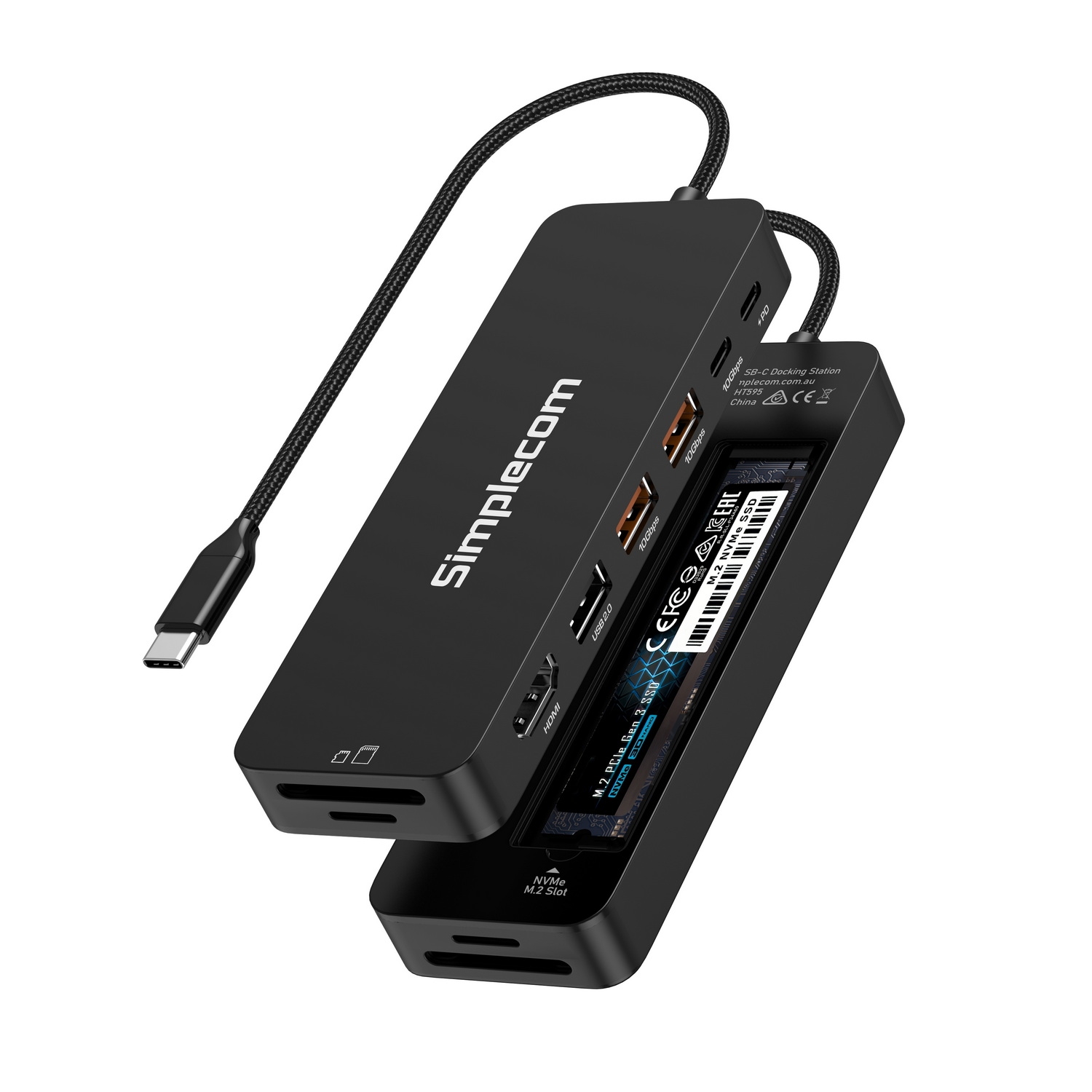 Simplecom CHT595 9-in-1 USB-C Multiport Docking Station with NVMe M.2 Enclosure - Image 1