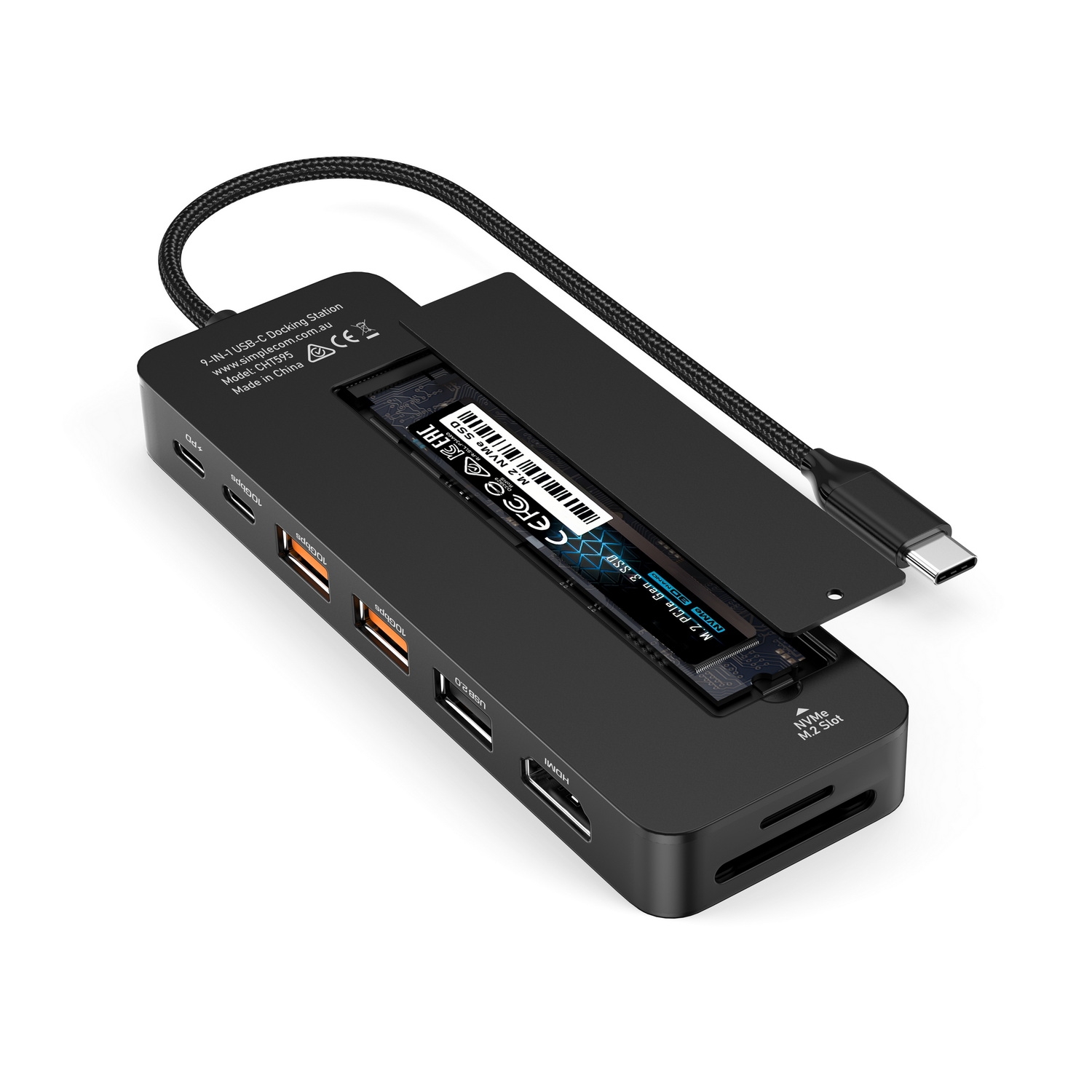 Simplecom CHT595 9-in-1 USB-C Multiport Docking Station with NVMe M.2 Enclosure - Image 3