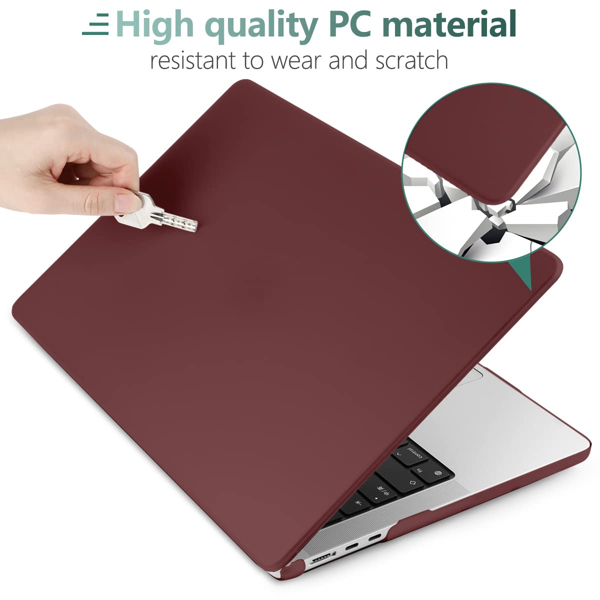15 inch Air 2023 MacBook Air Matte Case  A2941 M2 Chip Hard Shell Case Keyboard Cover Wine Red - Image 7